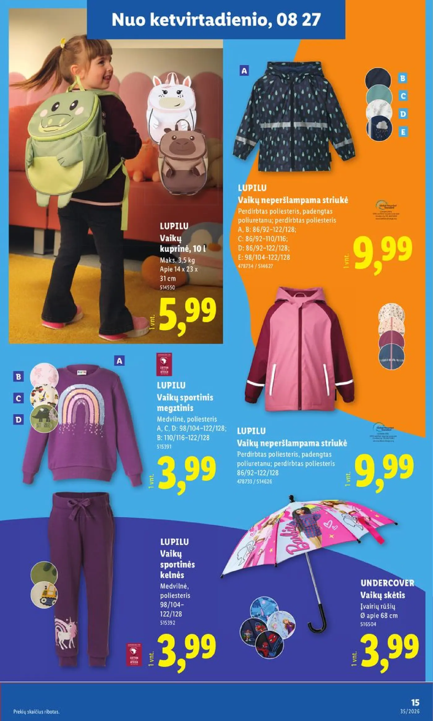 Naujas Lidl nuolaidų leidinys - NE MAISTO PREKIŲ PASIŪLYMAI Nr.35 – 15 puslapis