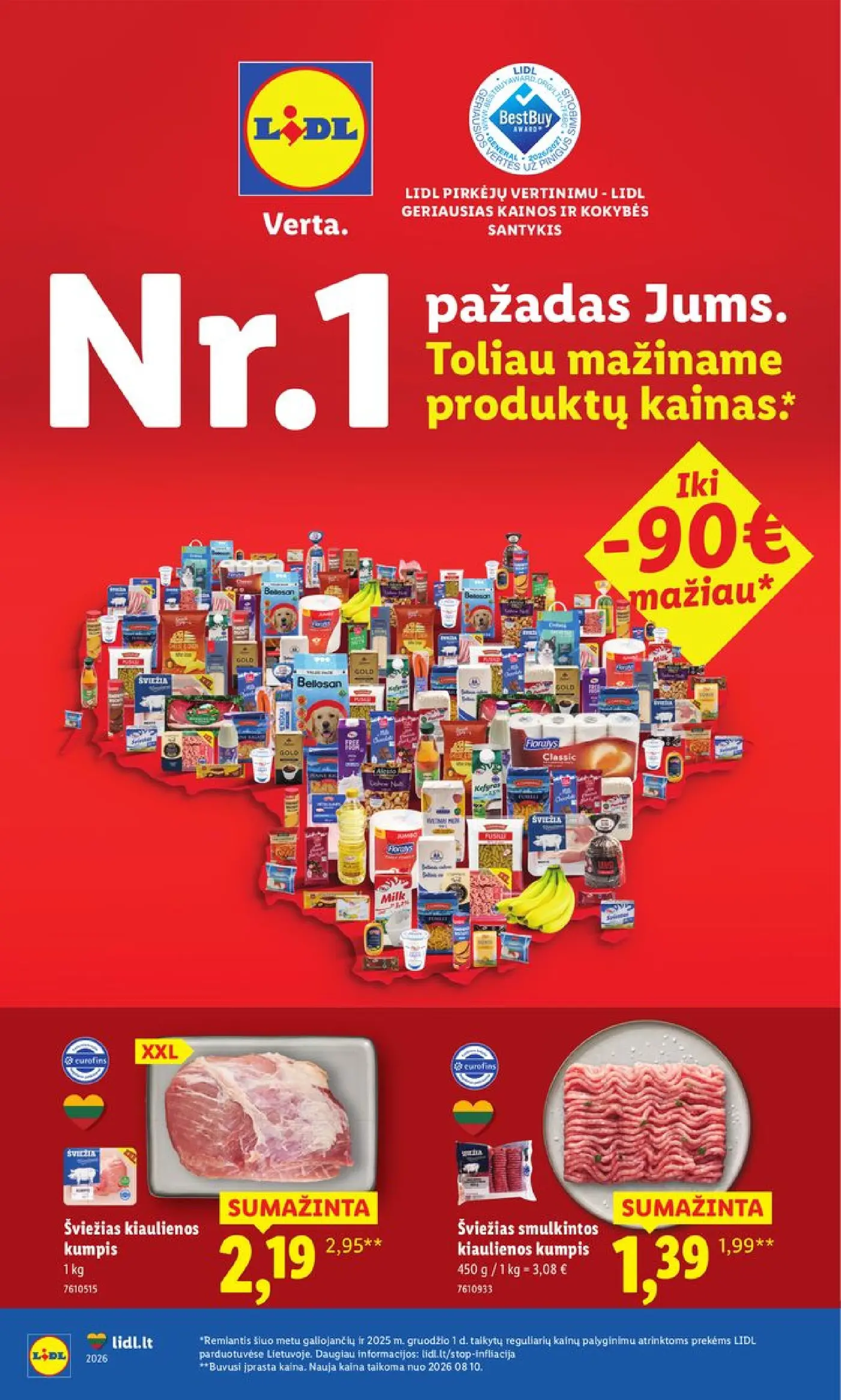 Naujas Lidl nuolaidų leidinys - Nr. 1 pažadas Jums Toliau mažiname produktų kainas.* – 1 puslapis