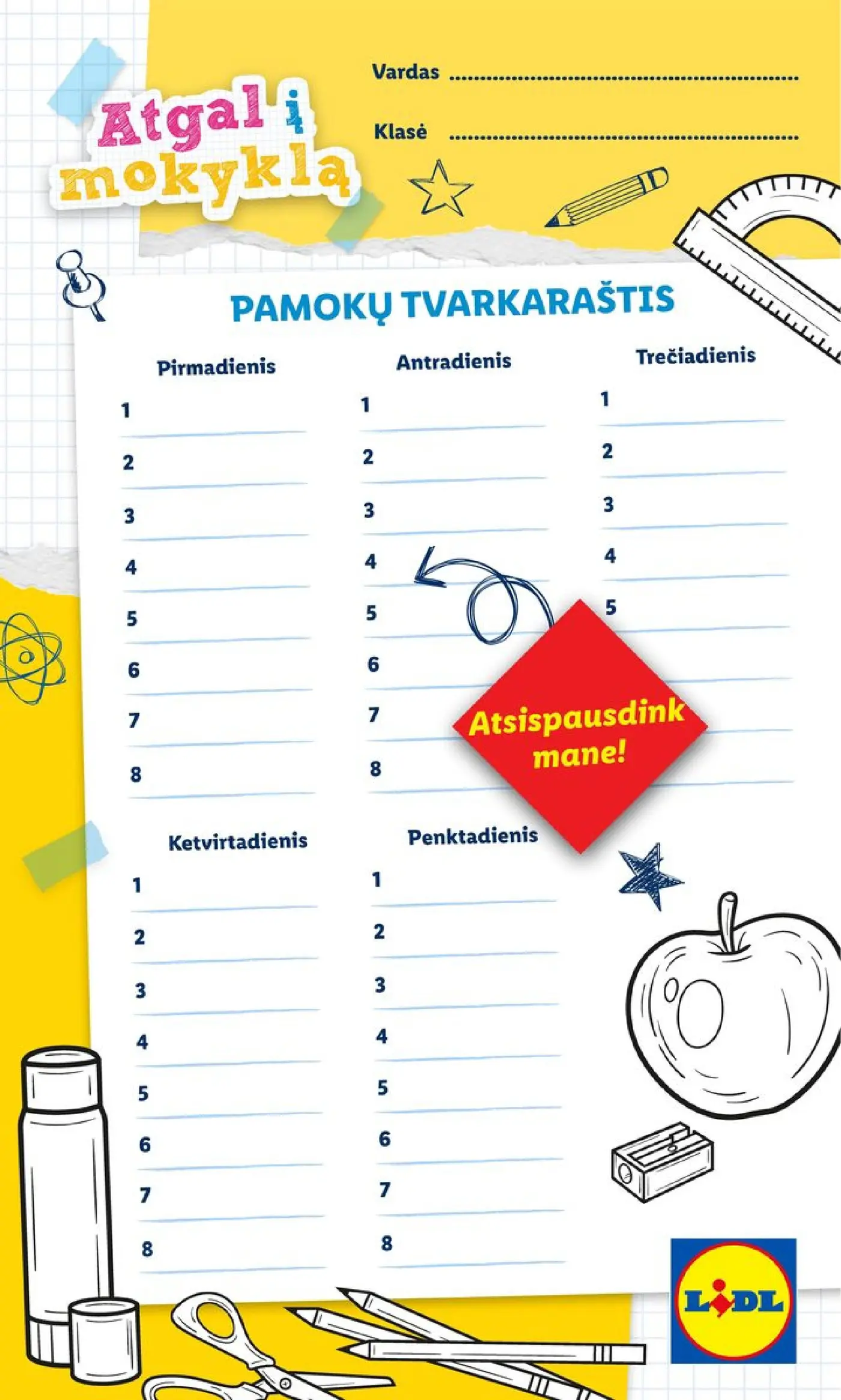 Naujas Lidl nuolaidų leidinys - Atgal į mokyklą Mokyklos prekių katalogas 2026 Nr.30 – 54 puslapis