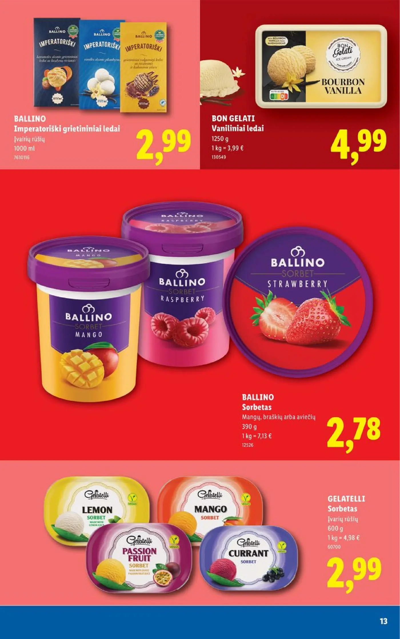 Naujas Lidl nuolaidų leidinys - Daugiau ledų. Daugiau vasaros. Ledų katalogas Nr.24 – 13 puslapis