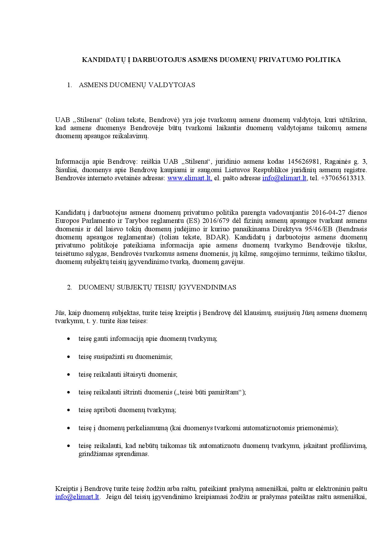 Elimart Tau leidinys – 1 puslapis