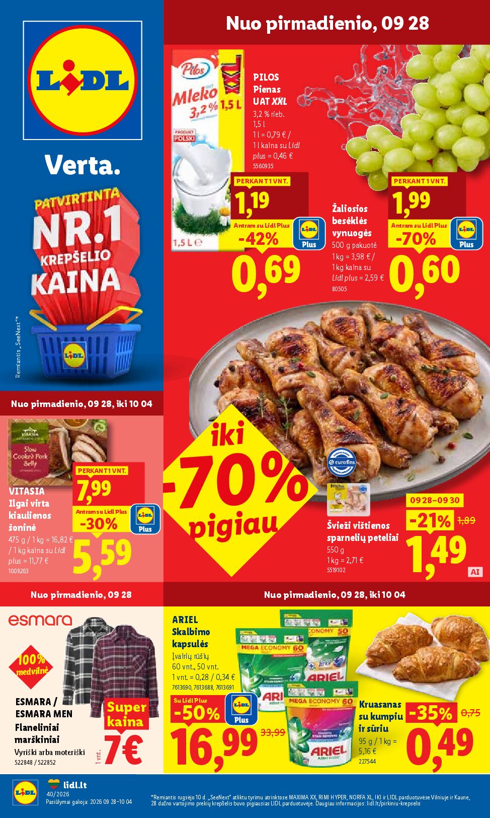 Naujas Lidl nuolaidų leidinys - MAISTO PREKIŲ PASIŪLYMAI Nr.40 – 1 puslapis