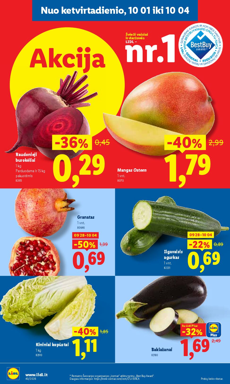 Naujas Lidl nuolaidų leidinys - MAISTO PREKIŲ PASIŪLYMAI Nr.40 – 46 puslapis
