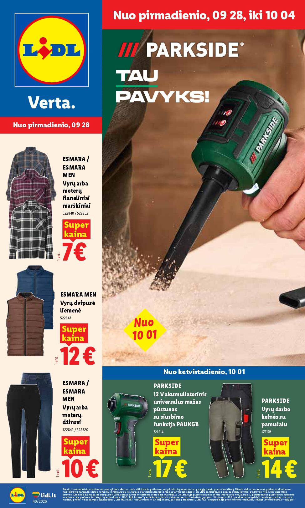 Naujas Lidl nuolaidų leidinys - NE MAISTO PREKIŲ PASIŪLYMAI Nr.40 – 1 puslapis