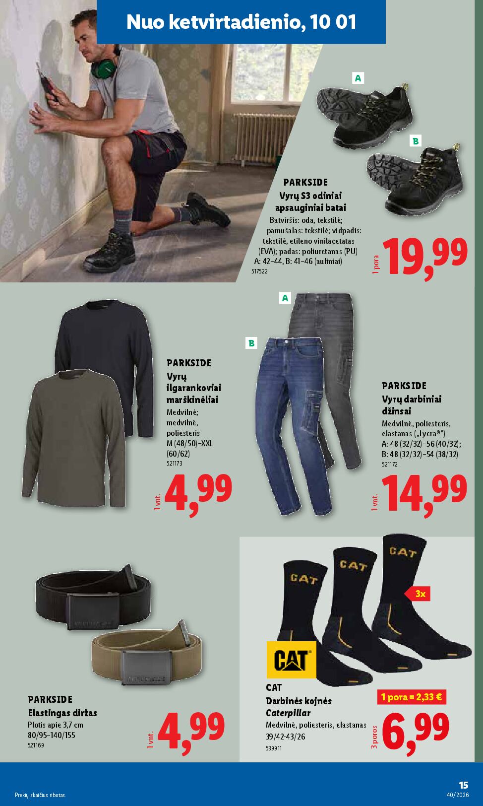 Naujas Lidl nuolaidų leidinys - NE MAISTO PREKIŲ PASIŪLYMAI Nr.40 – 15 puslapis