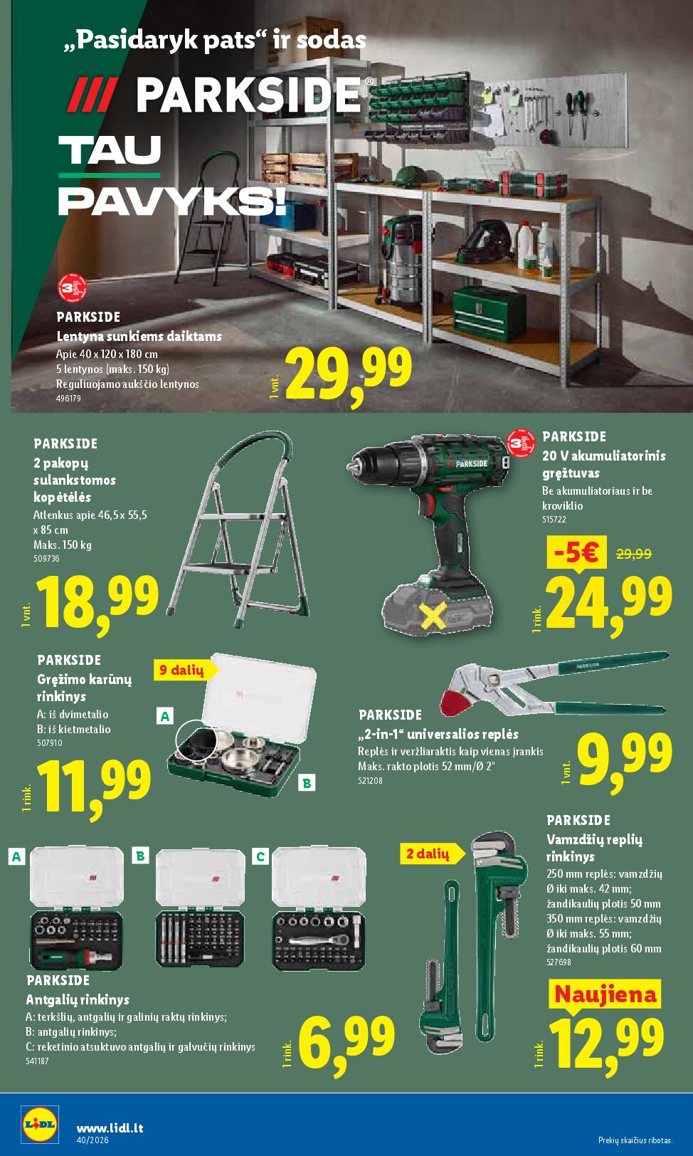 Naujas Lidl nuolaidų leidinys - NE MAISTO PREKIŲ PASIŪLYMAI Nr.40 – 16 puslapis