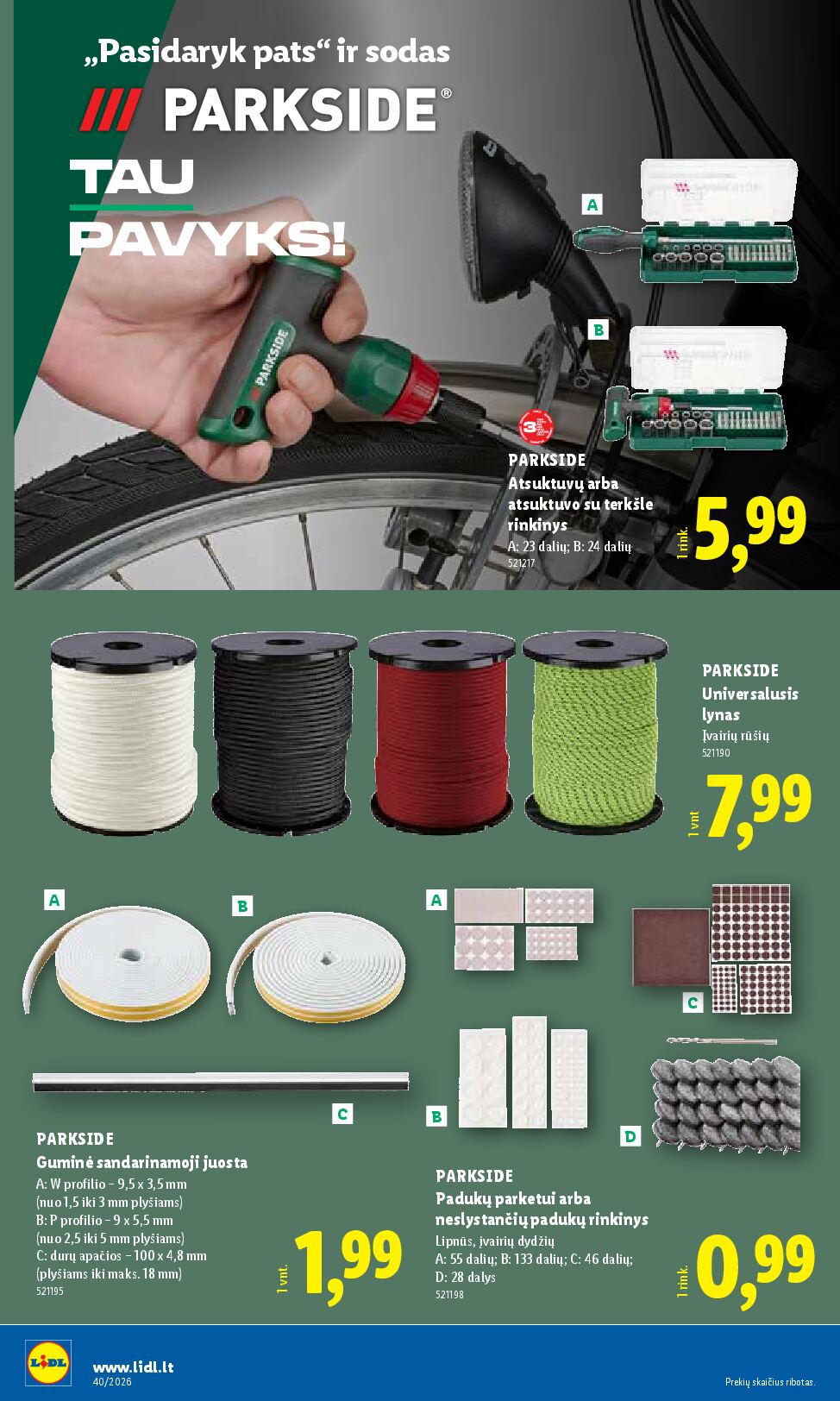 Naujas Lidl nuolaidų leidinys - NE MAISTO PREKIŲ PASIŪLYMAI Nr.40 – 18 puslapis