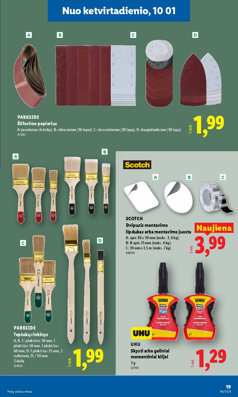 Naujas Lidl nuolaidų leidinys - NE MAISTO PREKIŲ PASIŪLYMAI Nr.40 – 19 puslapis