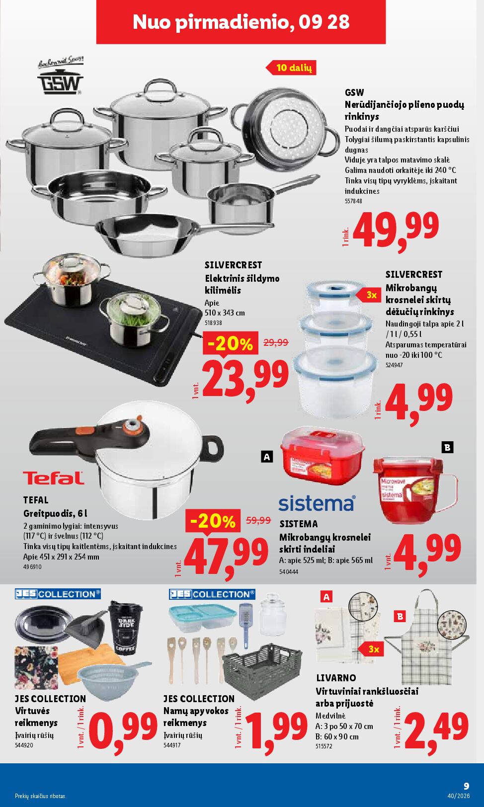 Naujas Lidl nuolaidų leidinys - NE MAISTO PREKIŲ PASIŪLYMAI Nr.40 – 9 puslapis