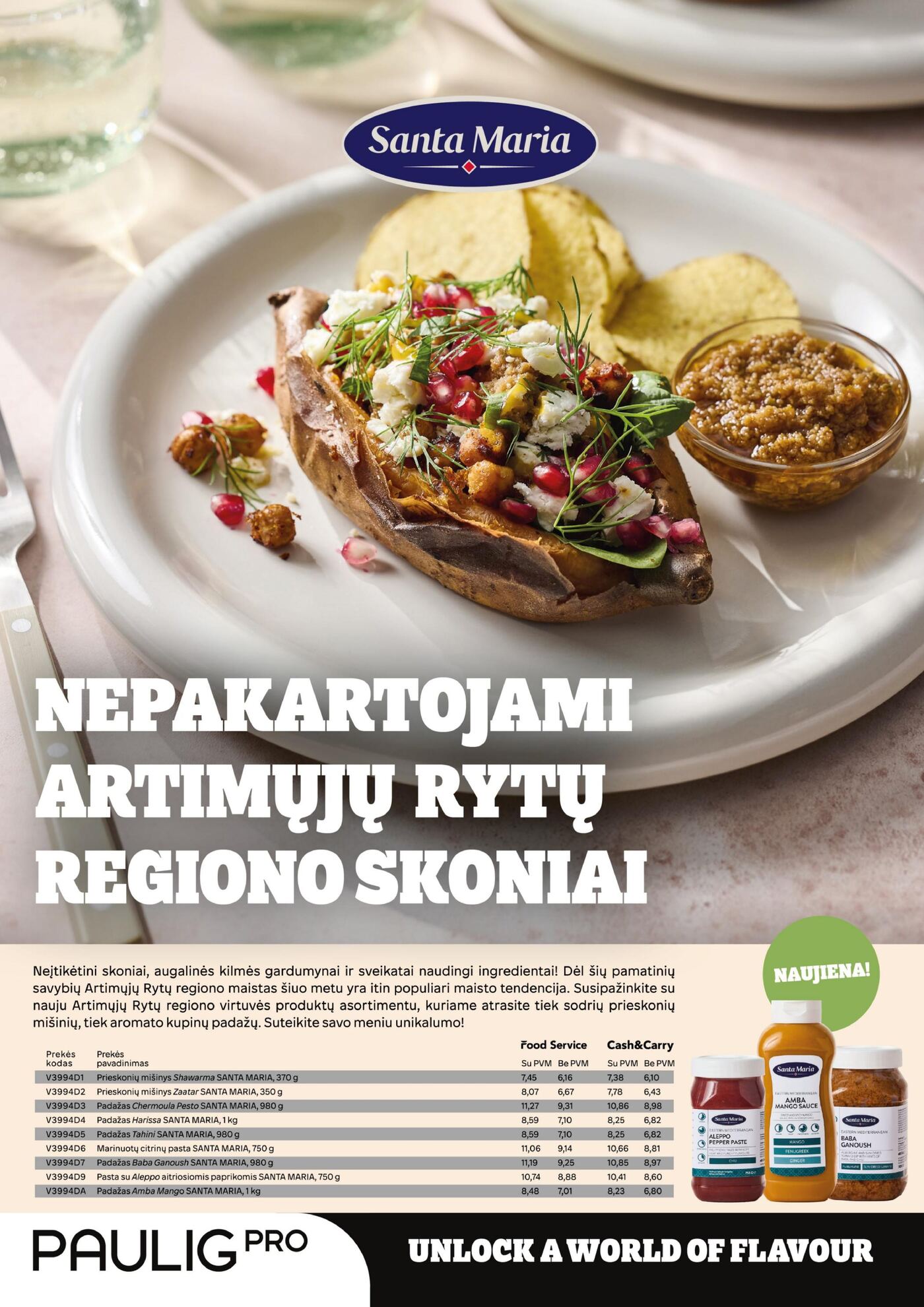 Naujas ePromo nuolaidų leidinys - IR PROFESIONALUI. IR GURMANUI. – 7 puslapis: Prieskonių mišinys Shawarma SANTA MARIA, 370 g, Prieskonių mišinys Zaatar SANTA MARIA, 350 g, Padažas Chermoula Pesto SANTA MARIA, 980 g