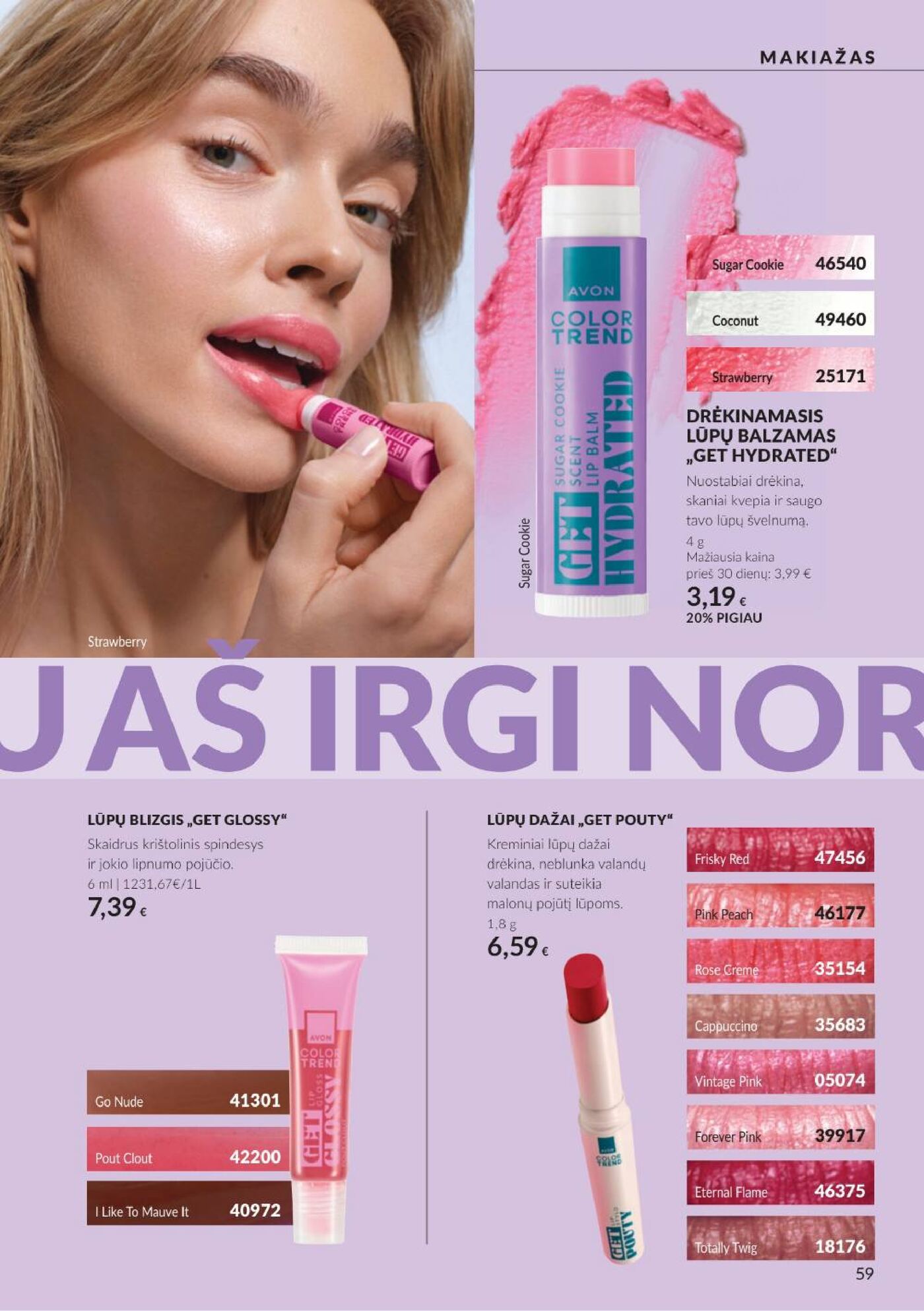 Naujas Avon nuolaidų leidinys - Spalio katalogas Nr.C10 – 59 puslapis