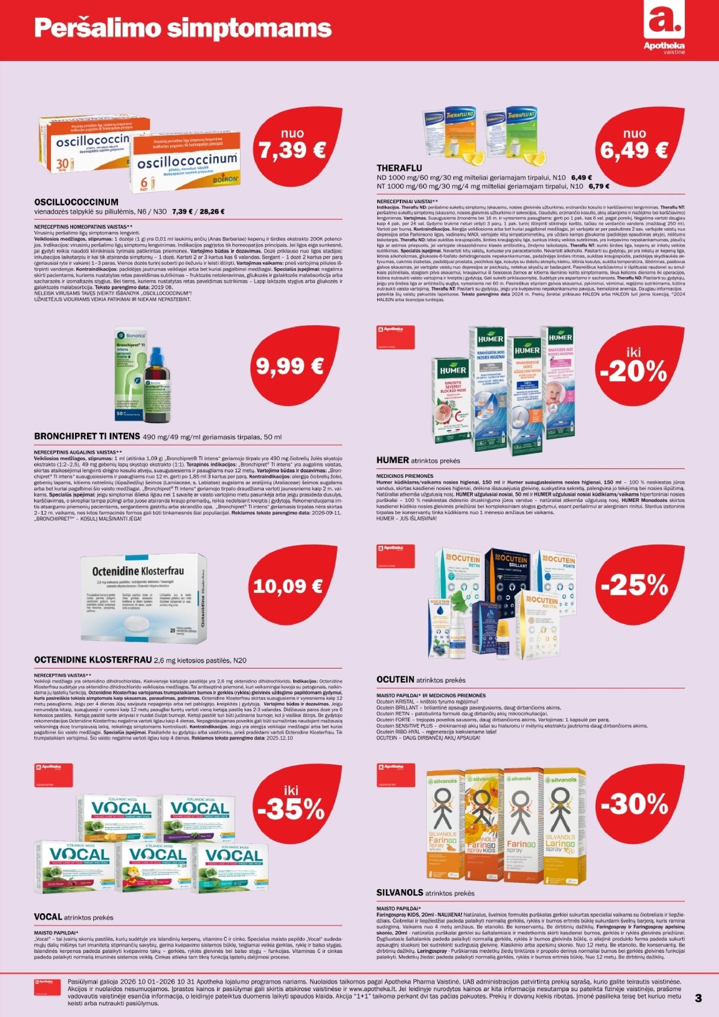 Apotheka vaistinės spalio akcijų leidinys – 3 puslapis