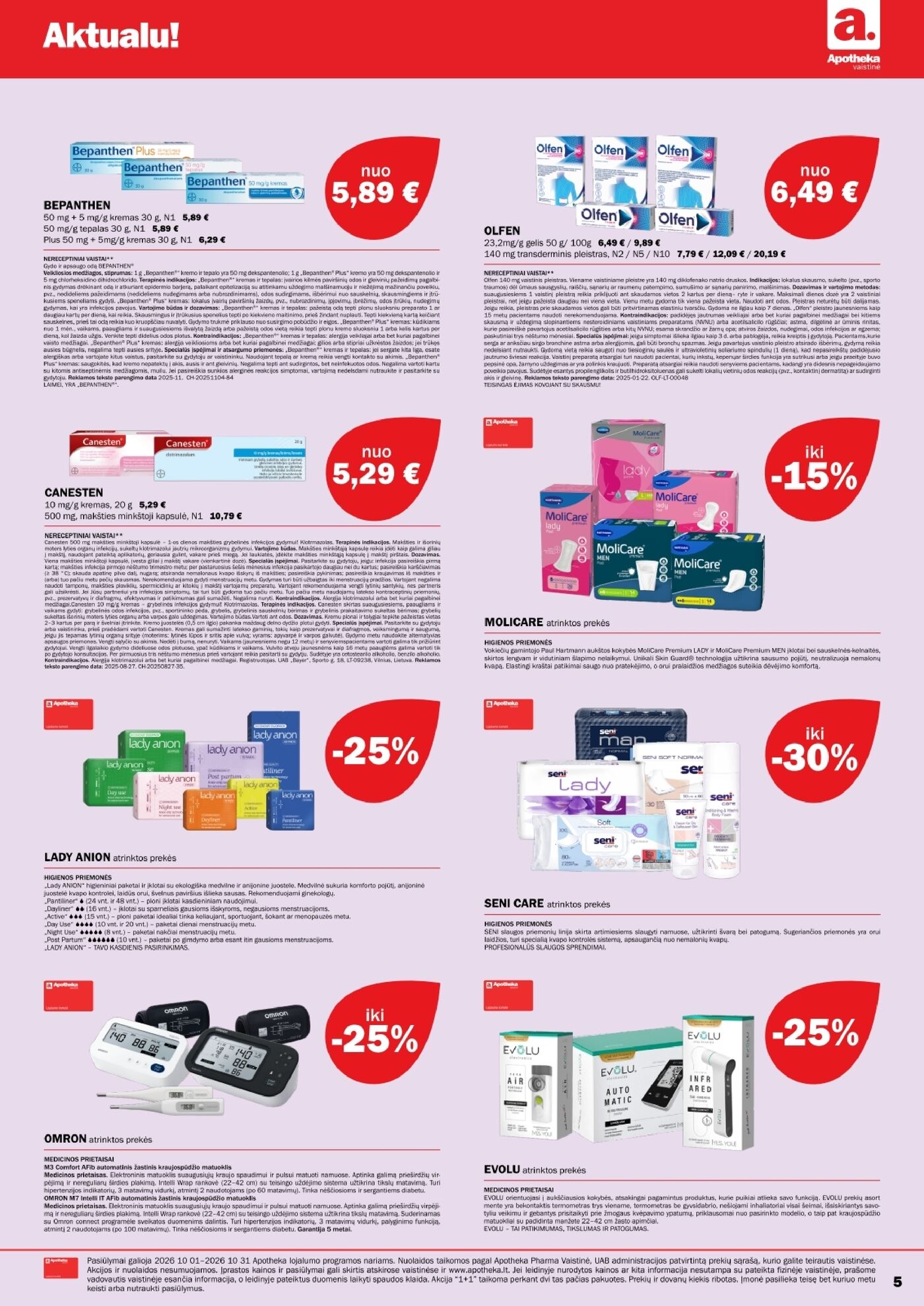 Apotheka vaistinės spalio akcijų leidinys – 5 puslapis
