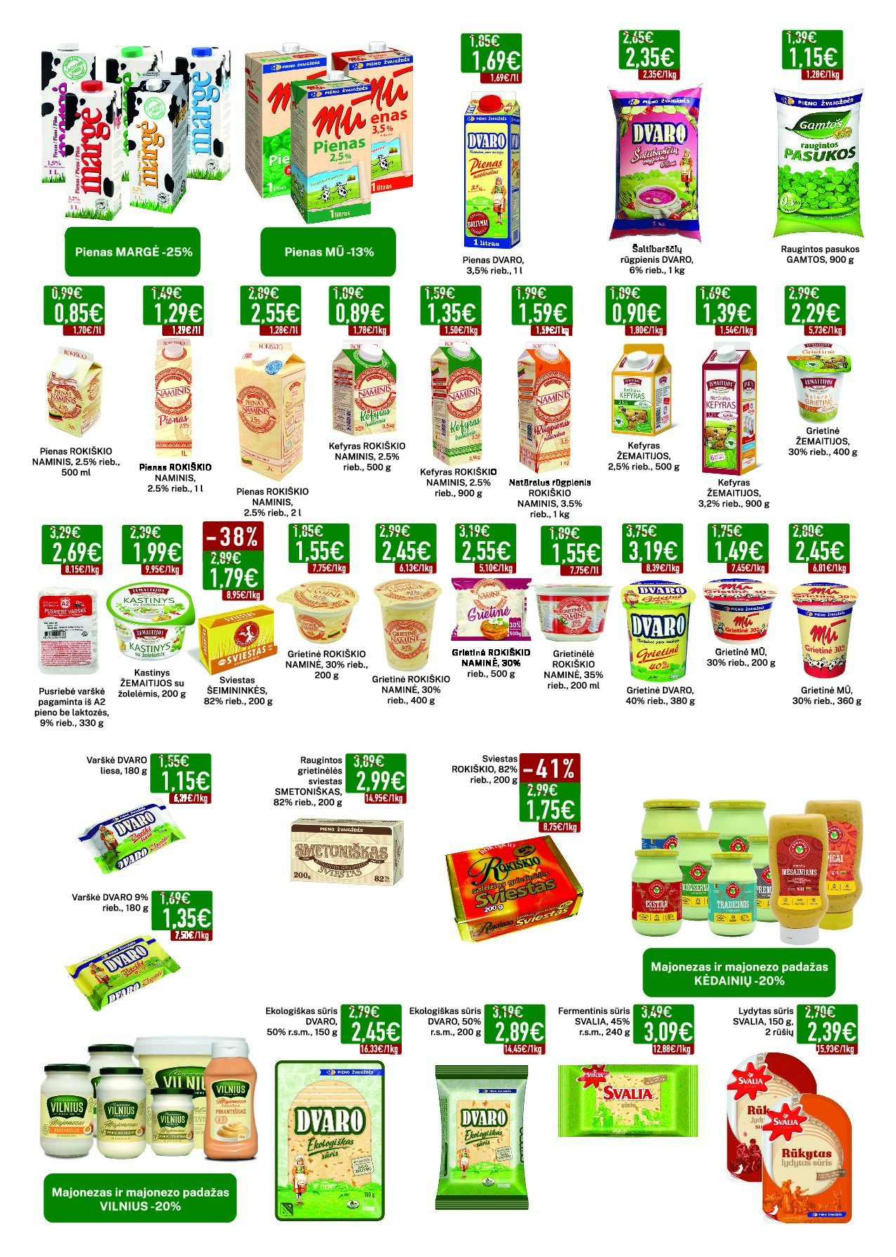 Elimart Tau leidinys – 6 puslapis: Pienas MARGĖ, Pienas MŪ, Pienas DVARO, 1 l