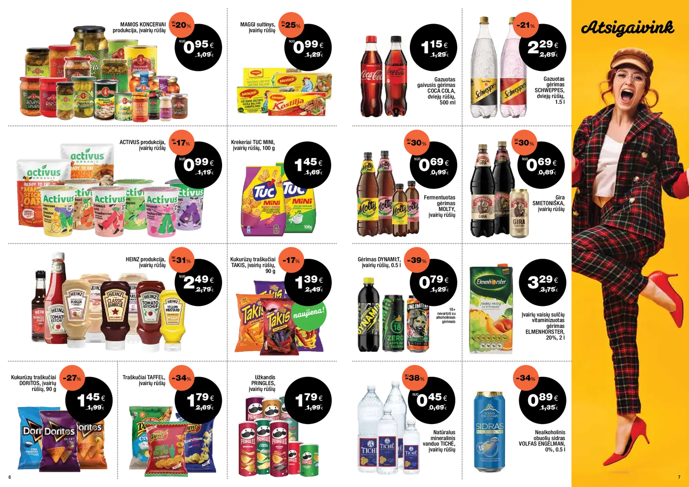 Naujas Express Market nuolaidų leidinys - Naujausias akcijų leidinys – 4 puslapis: Konservuotos daržovės, Sultinio kubeliai MAGGI, Gazuotas gėrimas COCA-COLA, 0.5 l