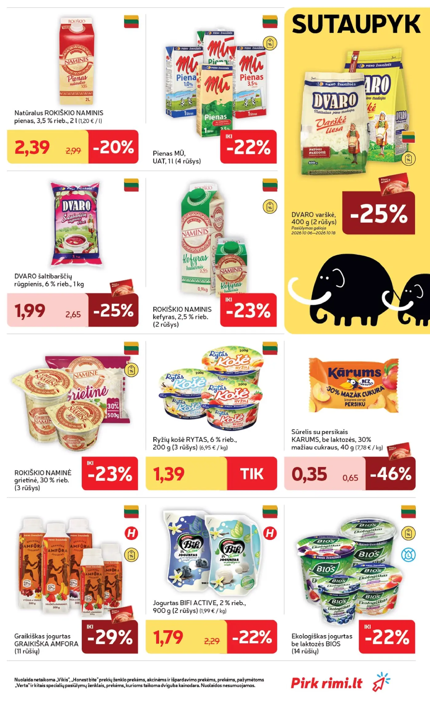 „Rimi“ savaitinis leidinys Nr. 41 (2026.10.06 - 2026.10.12) – 21 puslapis: DVARO varškė, 400 g