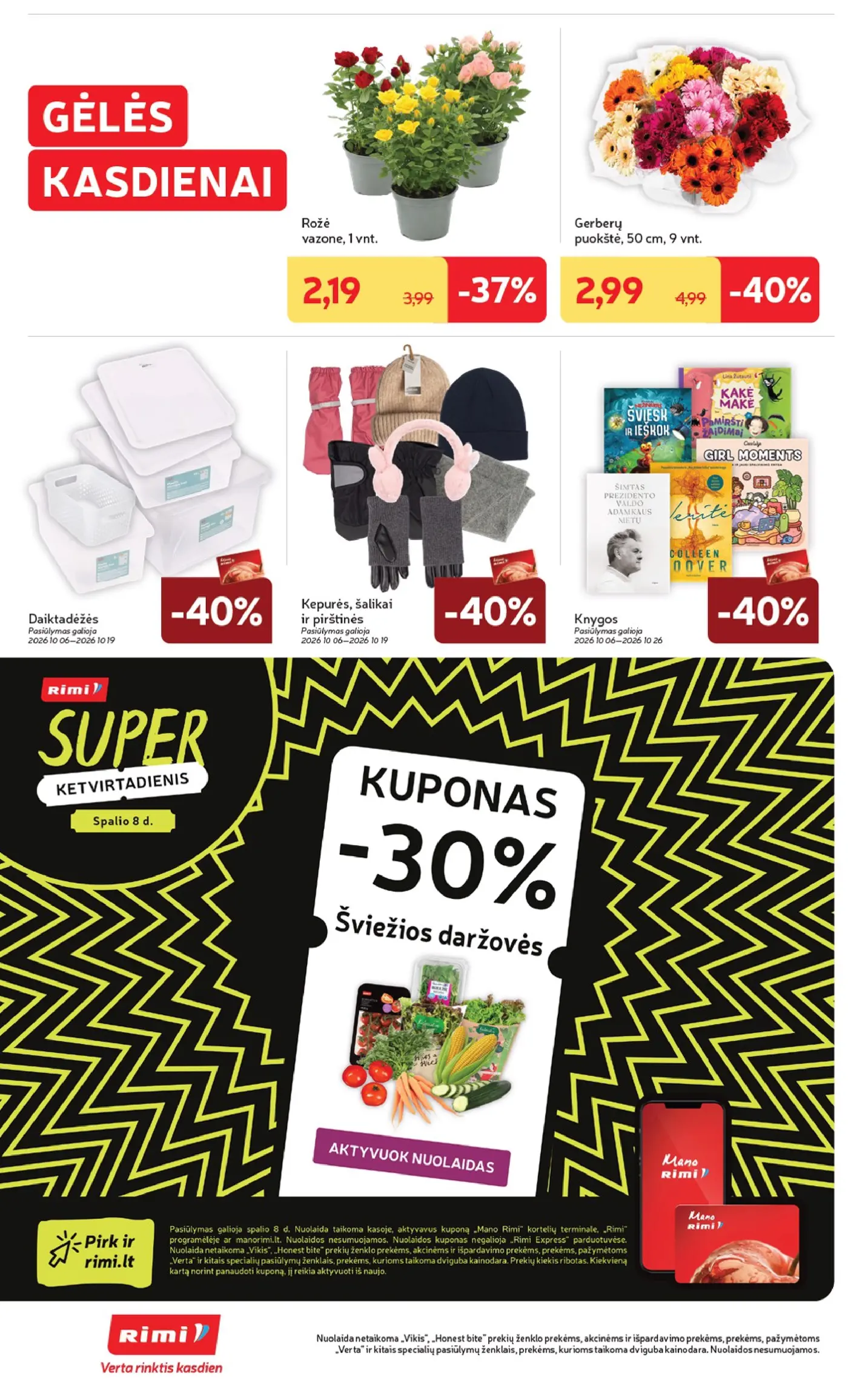 „Rimi“ savaitinis leidinys Nr. 41 (2026.10.06 - 2026.10.12) – 34 puslapis: Daiktadėžės, Kepurės, šalikai ir pirštinės, Knygos