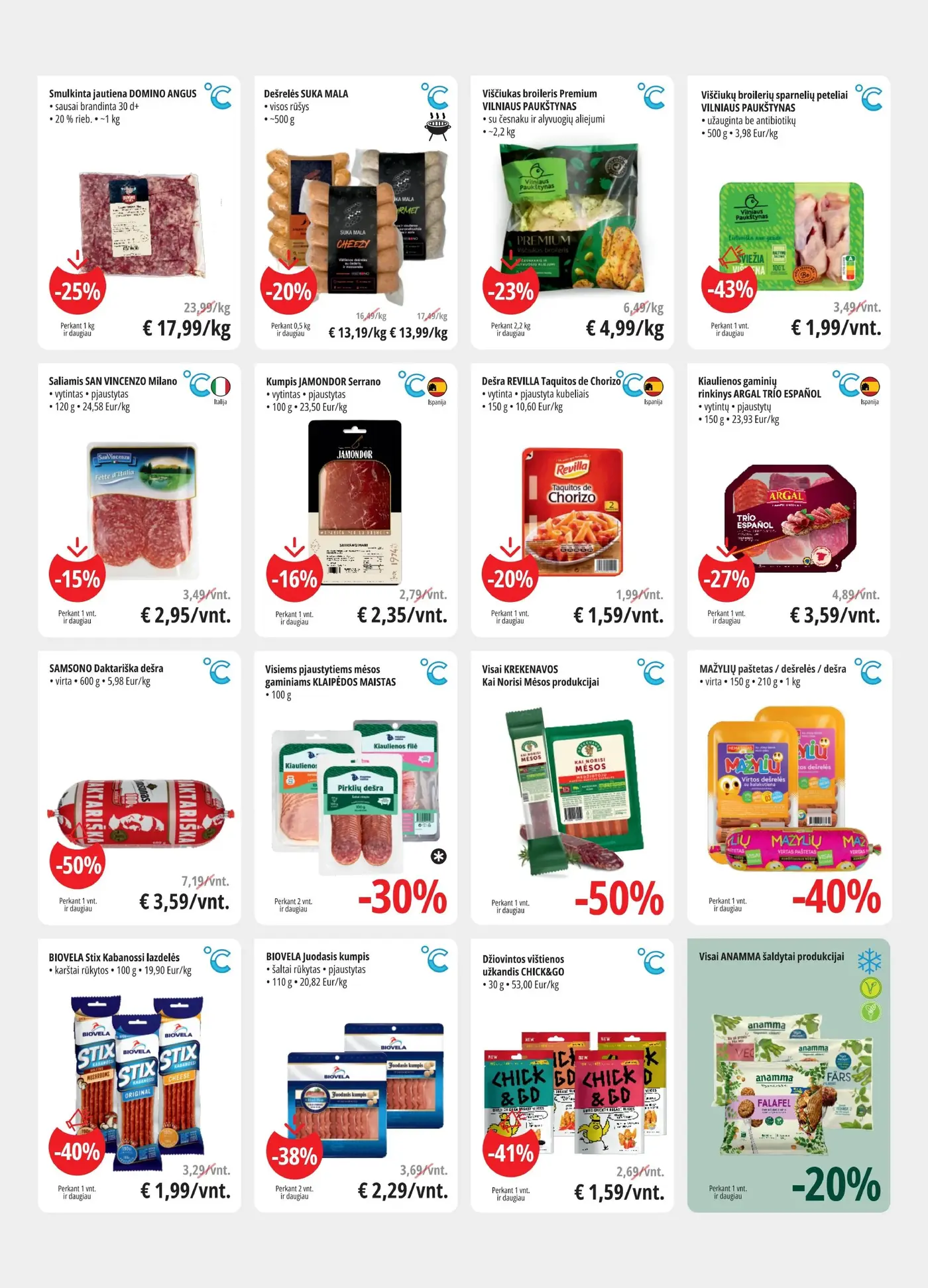PROMO Cash&Carry Pasiūlymai – 3 puslapis: Smulkinta jautiena DOMINO ANGUS, ~1 kg, Dešrelės SUKA MALA, ~500 g, Viščiukas broileris Premium VILNIAUS PAUKŠTYNAS, ~2.2 kg