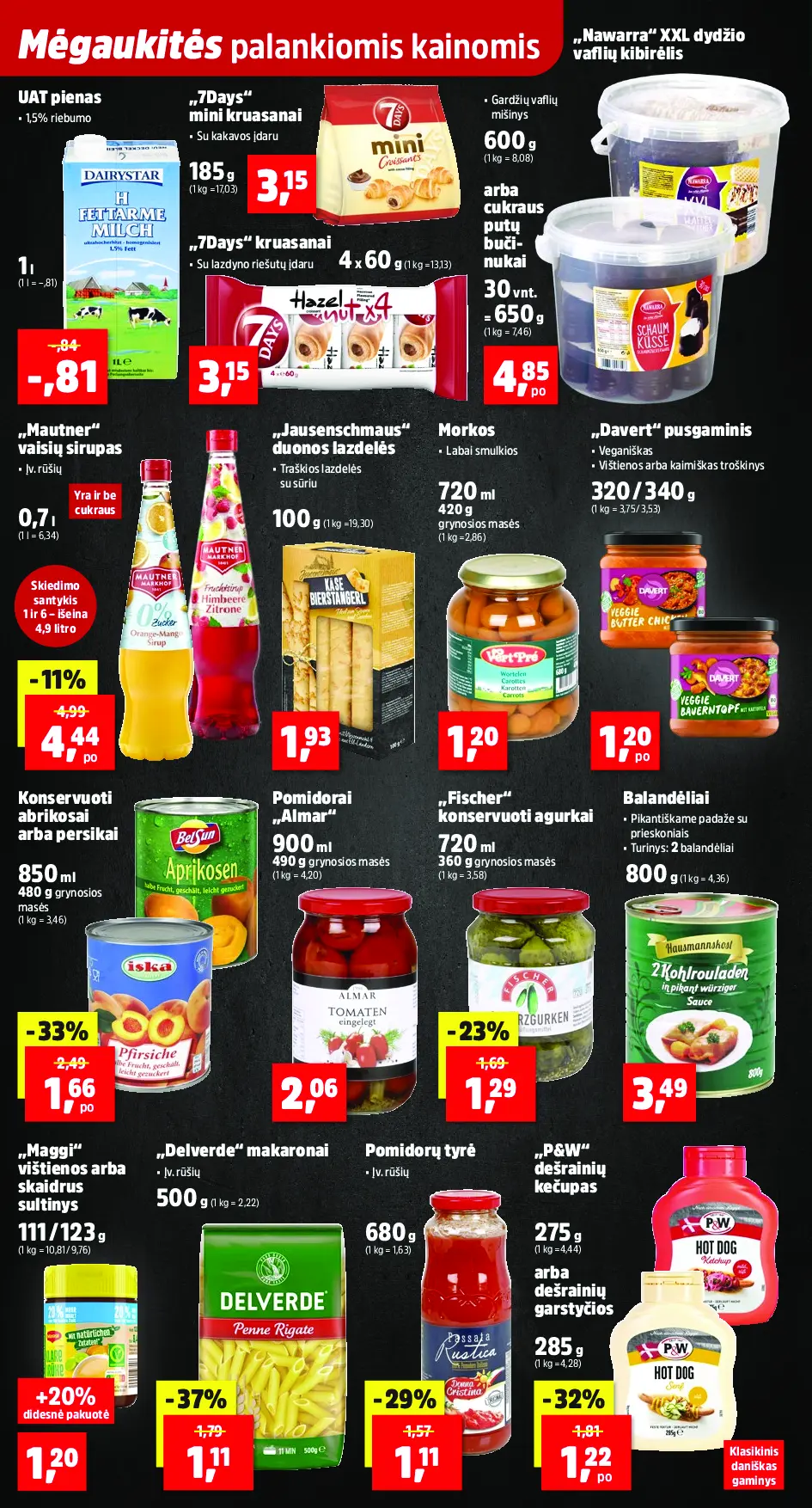 Thomas Philipps savaitės leidinys – 6 puslapis: „Delverde“ makaronai, 500 g, Pomidorų tyrė, 680 g, „7Days“ mini kruasanai, 185 g