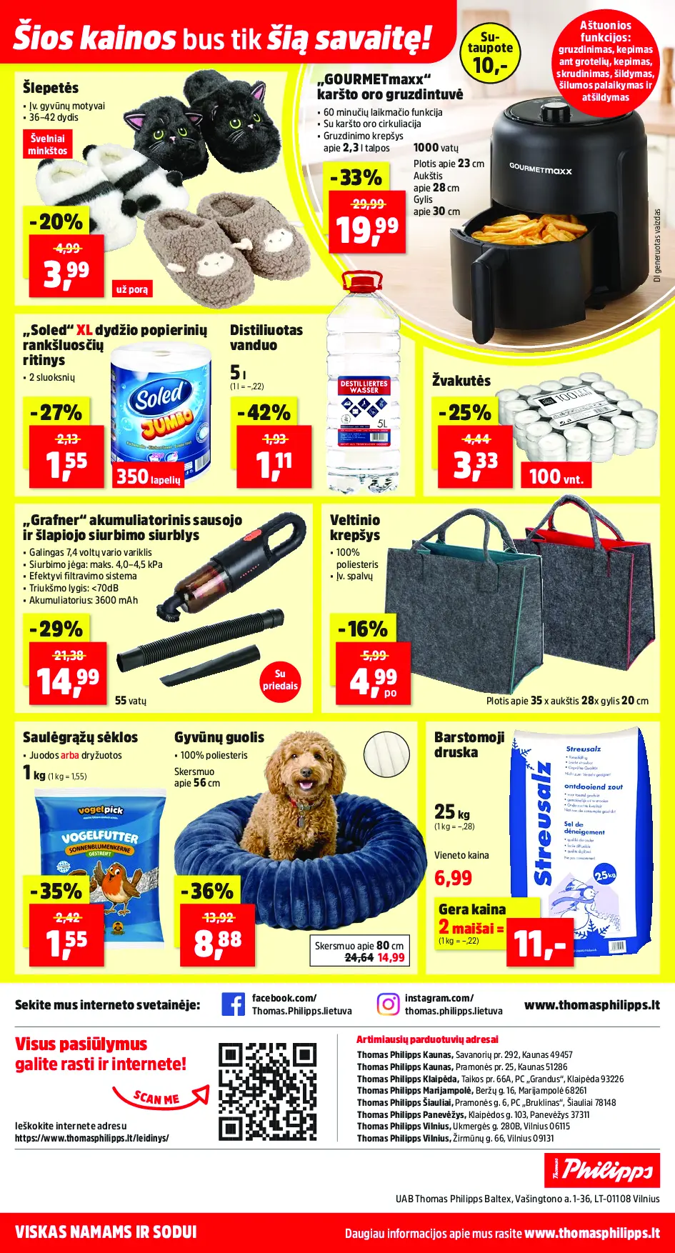 Thomas Philipps savaitės leidinys – 8 puslapis: Šlepetės, „GOURMETmaxx“ karšto oro gruzdintuvė, 2.3 l, „Soled“ XL dydžio popierinių rankšluosčių ritinys