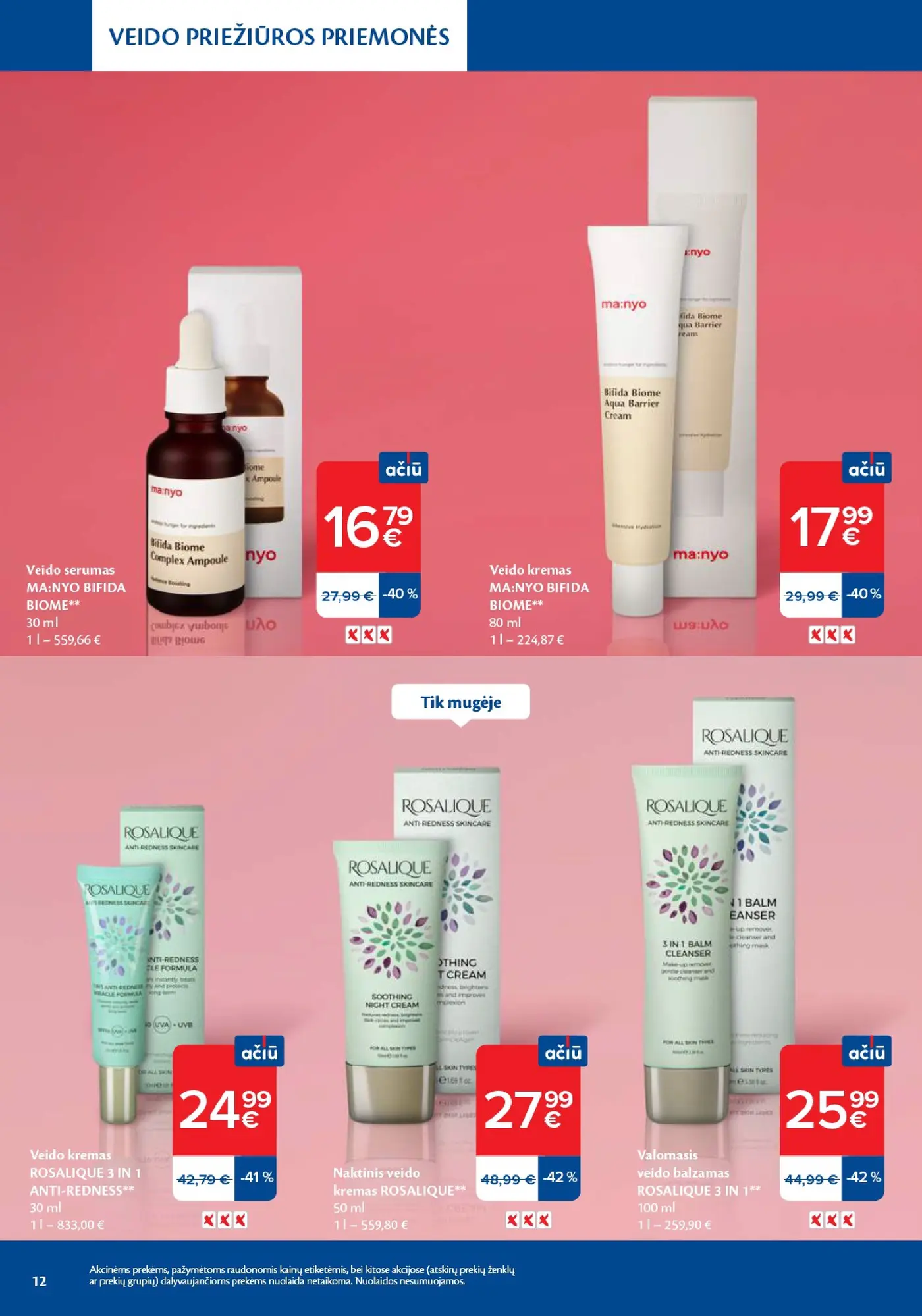 Naujas Maxima nuolaidų leidinys - Grožio mugė – 12 puslapis: Veido kremas ROSALIQUE 3 IN 1 ANTI-REDNESS, 30 ml, Naktinis veido kremas ROSALIQUE, 50 ml, Valomasis veido balzamas ROSALIQUE 3 IN 1, 100 ml
