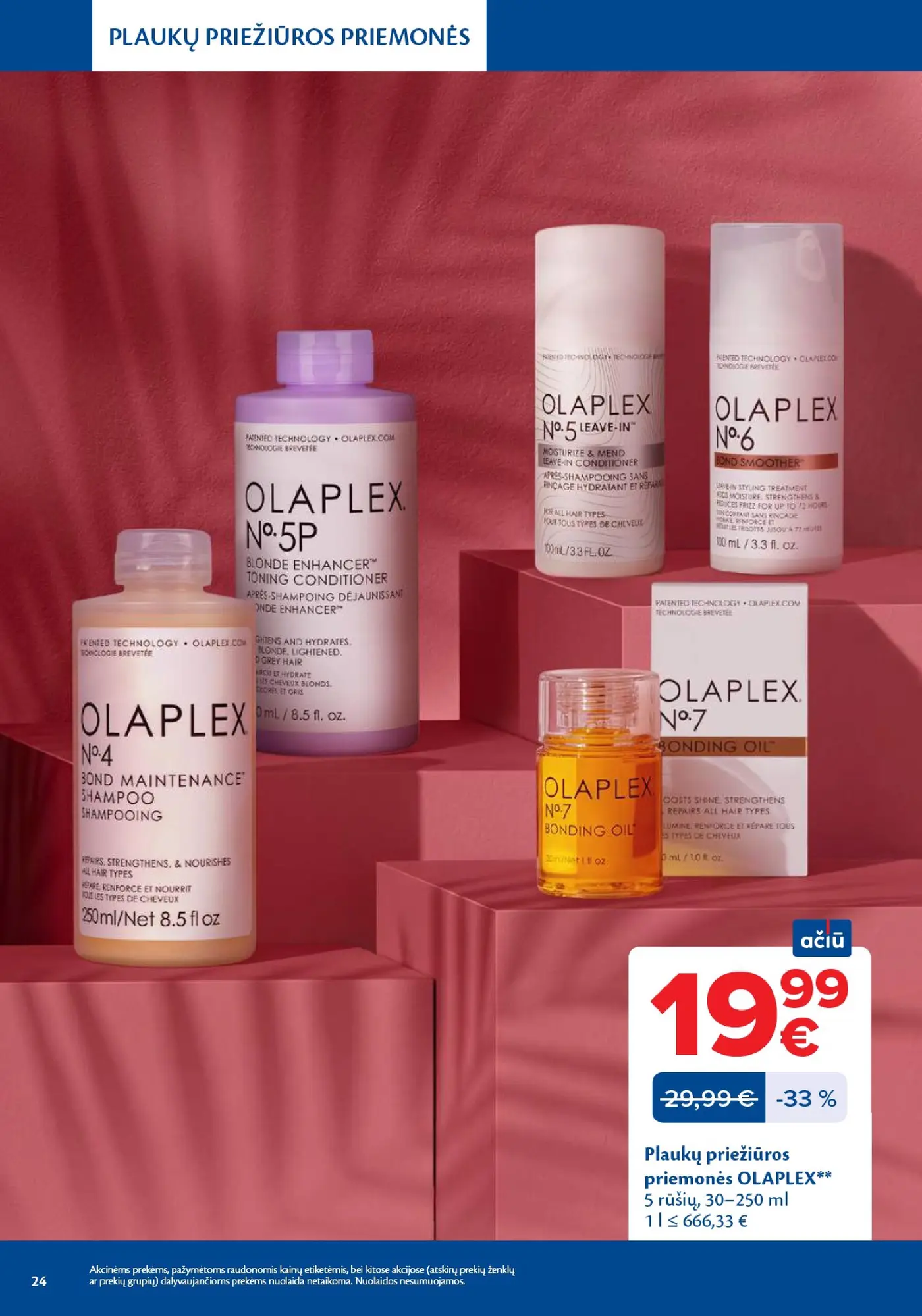 Naujas Maxima nuolaidų leidinys - Grožio mugė – 24 puslapis: Plaukų priežiūros priemonės OLAPLEX, 250 ml