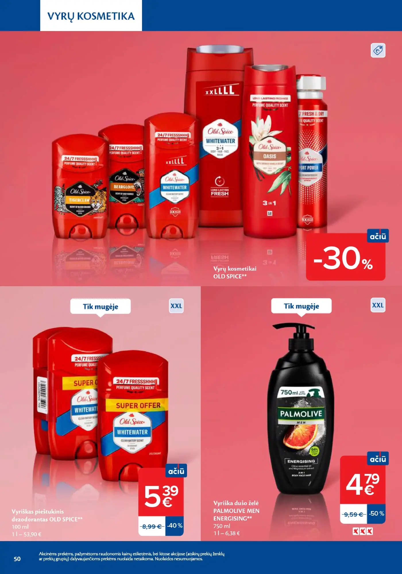 Naujas Maxima nuolaidų leidinys - Grožio mugė – 50 puslapis: Vyriška dušo želė PALMOLIVE MEN ENERGISING, 750 ml