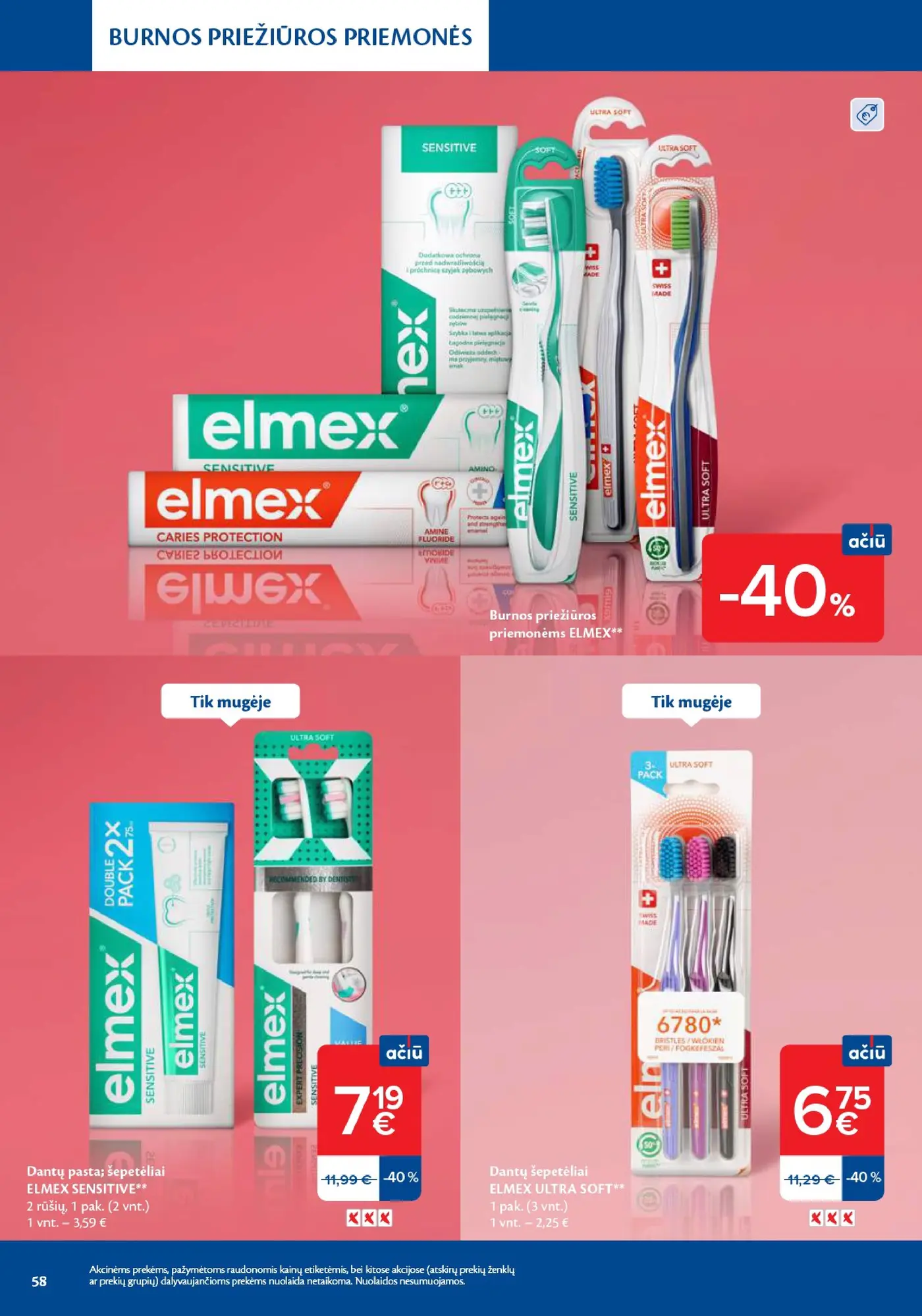 Naujas Maxima nuolaidų leidinys - Grožio mugė – 58 puslapis: Burnos priežiūros priemonėms ELMEX, Dantų pasta; šepetėliai ELMEX SENSITIVE, 1 pak., Dantų šepetėliai ELMEX ULTRA SOFT, 1 pak.