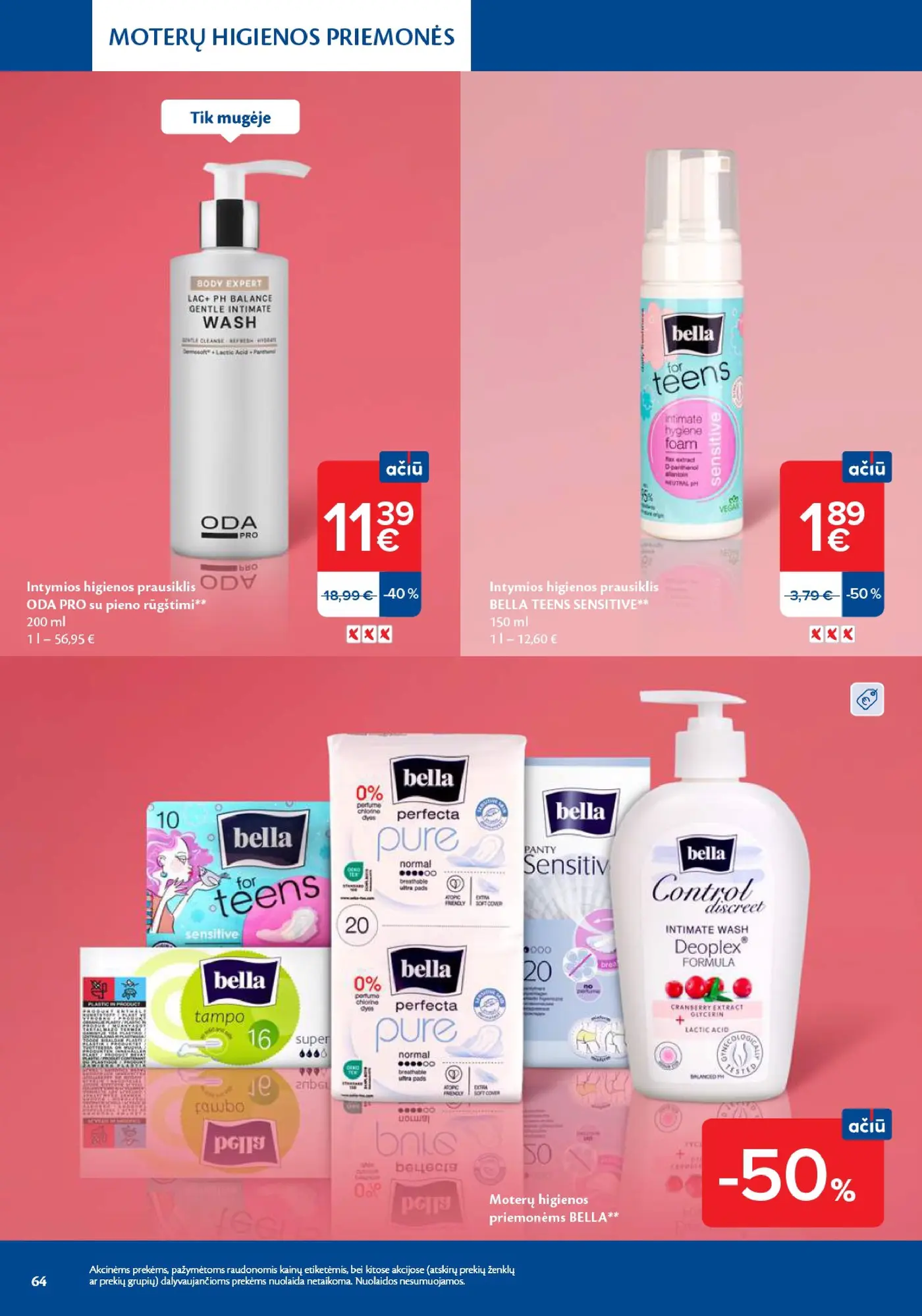 Naujas Maxima nuolaidų leidinys - Grožio mugė – 64 puslapis: Intymios higienos prausiklis BELLA TEENS SENSITIVE, 150 ml, Moterų higienos priemonėms BELLA