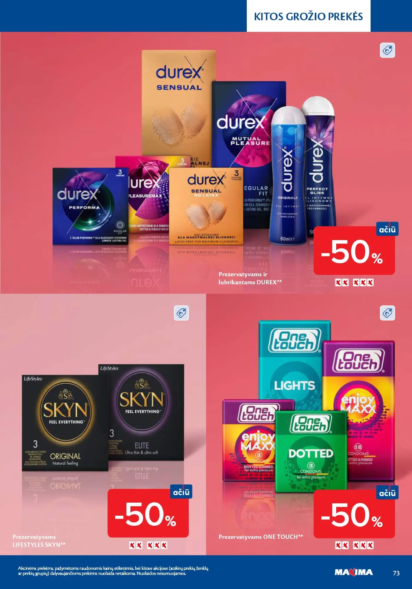 Naujas Maxima nuolaidų leidinys - Grožio mugė – 73 puslapis: Prezervatyvams ir lubrikantams DUREX, Prezervatyvams LIFESTYLES SKYN, Prezervatyvams ONE TOUCH