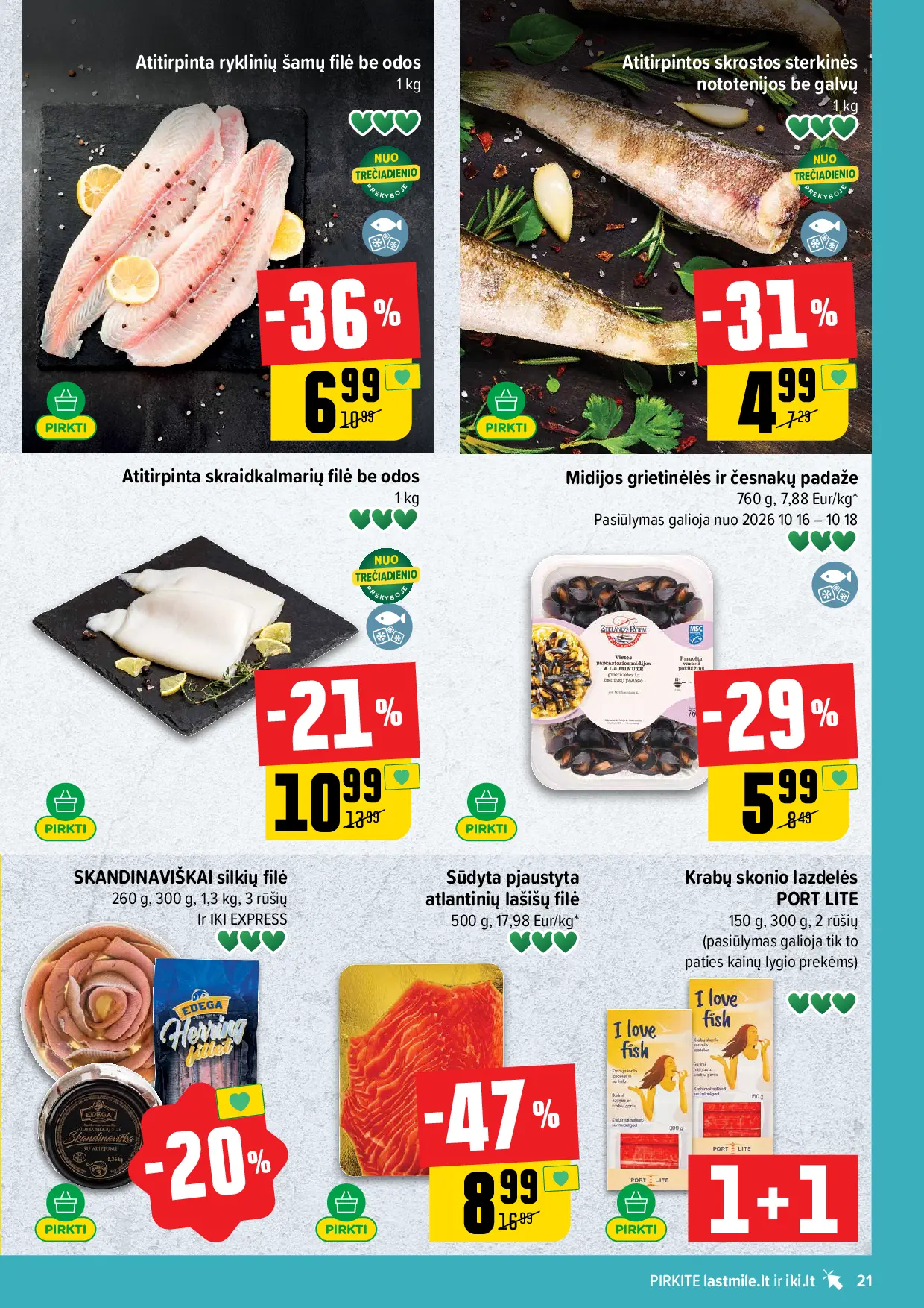 IKI Kainų leidinys Nr. 42 – 21 puslapis: Midijos grietinės-česnakų padaže pasterizuotos, 760 g