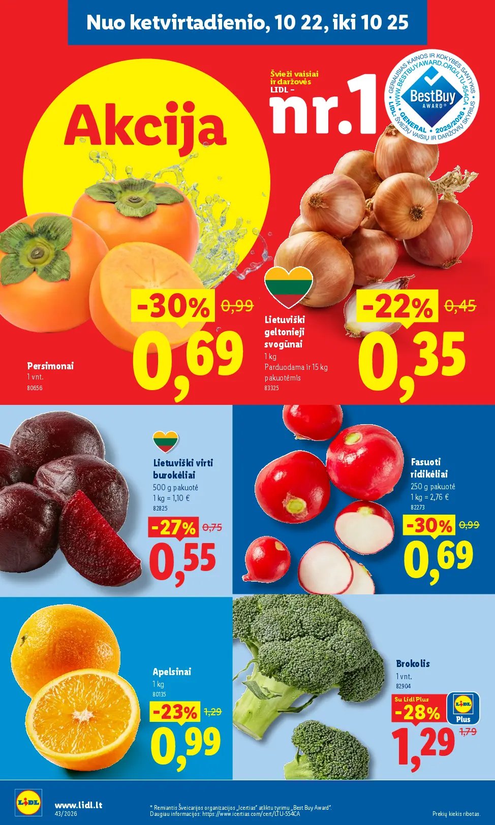 Naujas Lidl nuolaidų leidinys - MAISTO PREKIŲ PASIŪLYMAI Nr.43 – 32 puslapis: Lietuviški geltonieji svogūnai, 1 kg, Persimonai, 1 vnt, Lietuviški virti burokėliai, 500 g