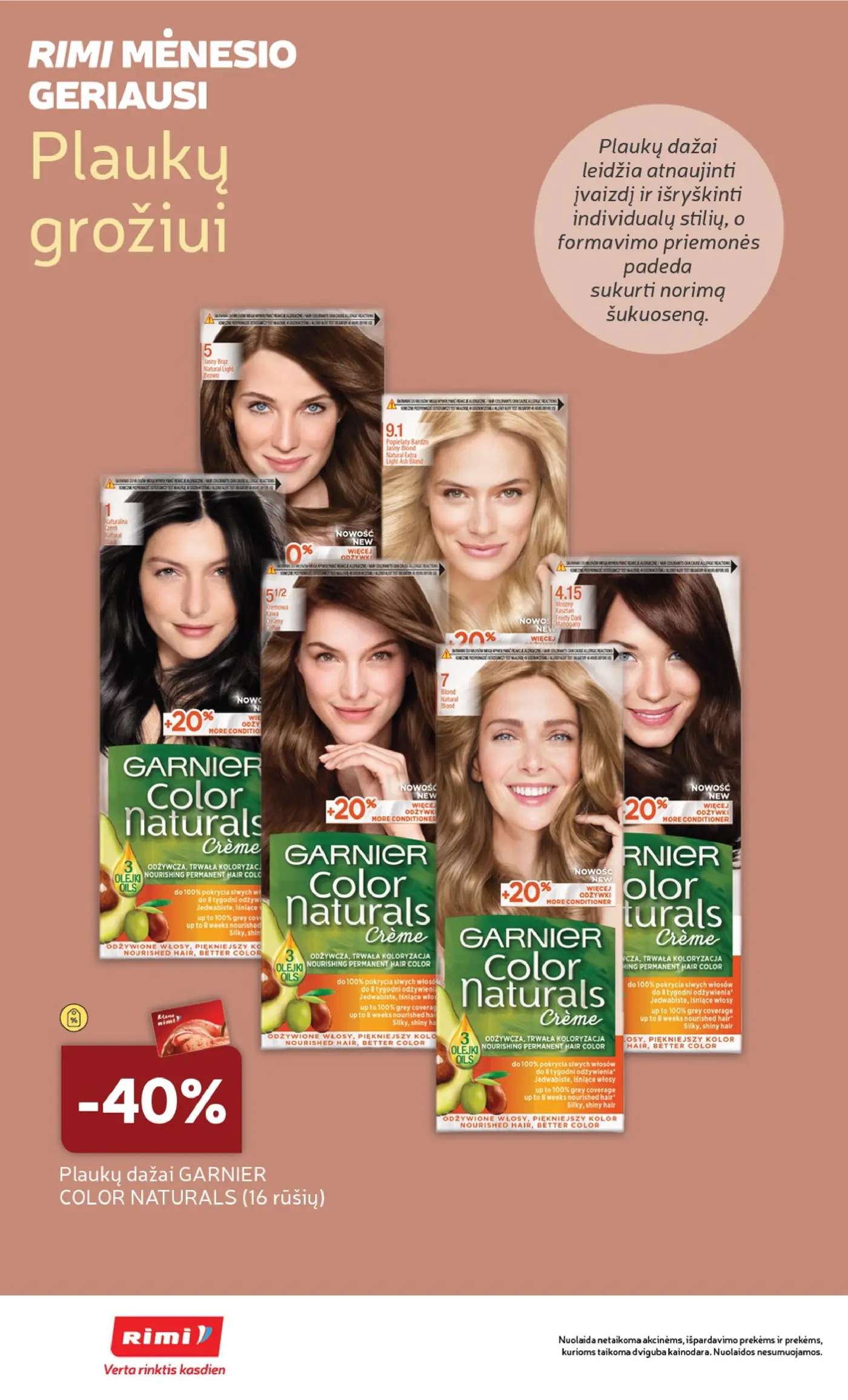 Naujas Rimi nuolaidų leidinys - GROŽIO prekių katalogas Nr. 11 – 6 puslapis: Plaukų dažai GARNIER COLOR NATURALS