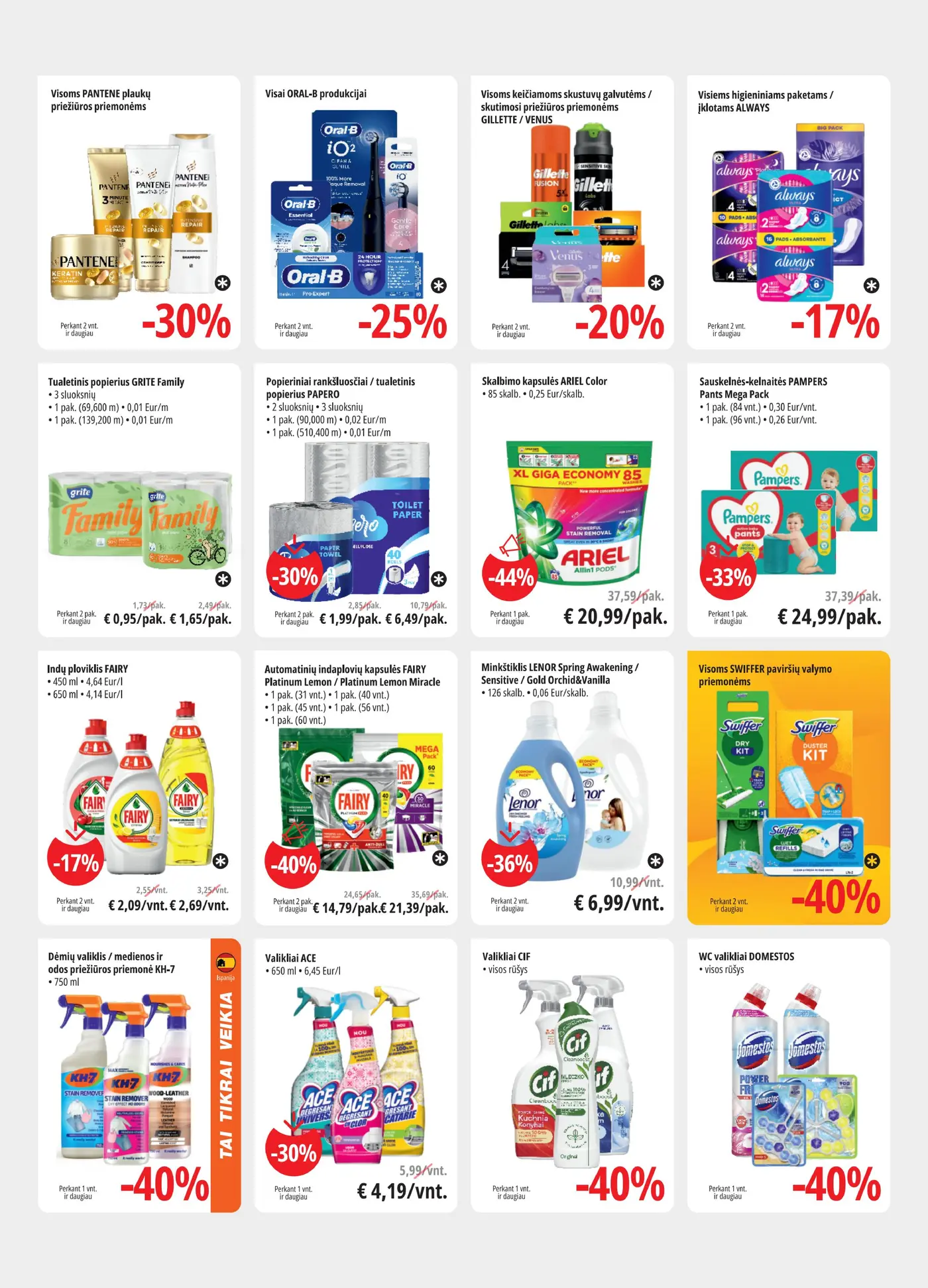 PROMO Cash&Carry Pasiūlymai – 11 puslapis: Visoms PANTENE plaukų priežiūros priemonėms, Visai ORAL-B produkcijai, Visoms keičiamoms skustuvų galvutėms / skutimosi priežiūros priemonėms GILLETTE / VENUS