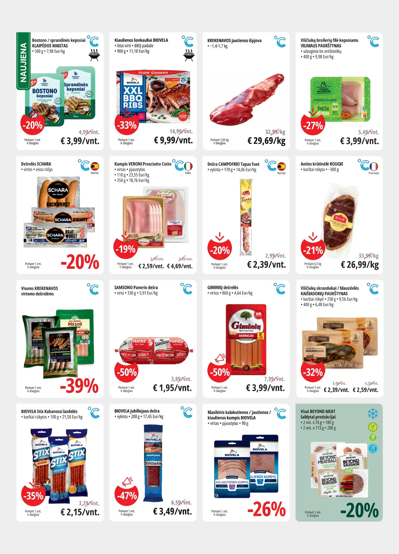 PROMO Cash&Carry Pasiūlymai – 3 puslapis: Bostono / sprandinės kepsniai KLAIPĖDOS MAISTAS, 500 g, Kiaulienos šonkauliai BIOVELA, 900 g, KREKENAVOS jautienos išpjova, 1.7 kg