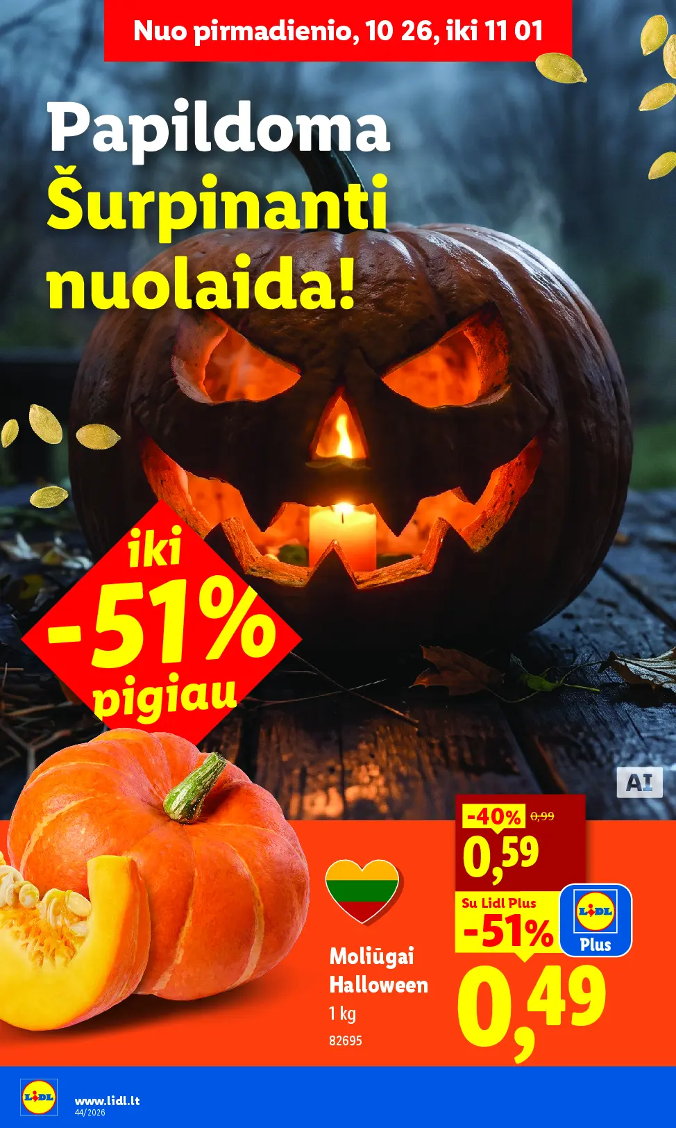 Naujas Lidl nuolaidų leidinys - MAISTO PREKIŲ PASIŪLYMAI Nr.44 – 8 puslapis: Moliūgai Halloween, 1 kg