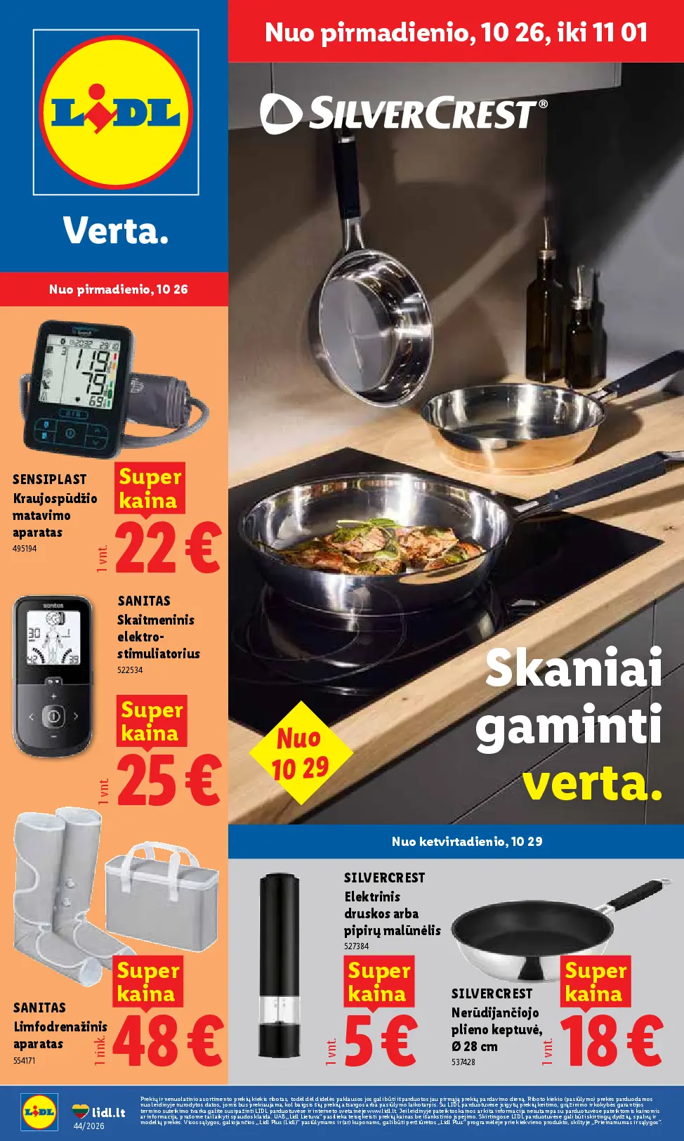 Naujas Lidl nuolaidų leidinys - NE MAISTO PREKIŲ PASIŪLYMAI Nr.44 – 1 puslapis: SILVERCREST Elektrinis druskos arba pipirų malūnėlis