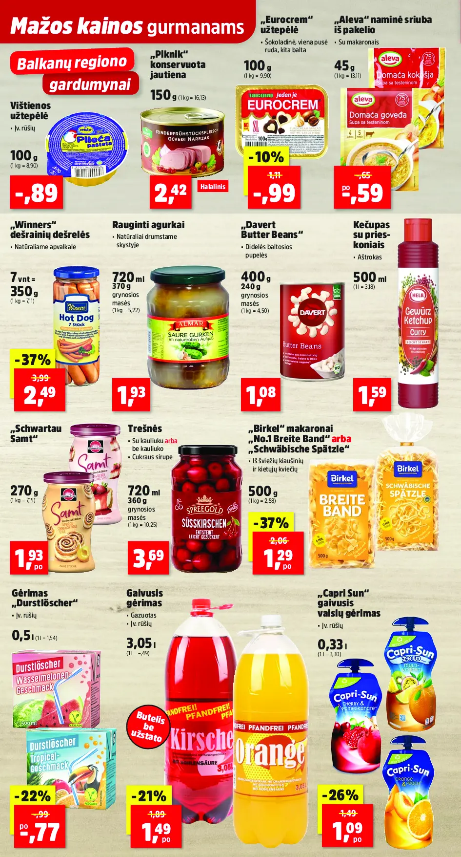 Thomas Philipps savaitės leidinys – 10 puslapis: Trešnės, 720 ml, Vištienos užtepėlė, 100 g, „Piknik“ konservuota jautiena, 150 g