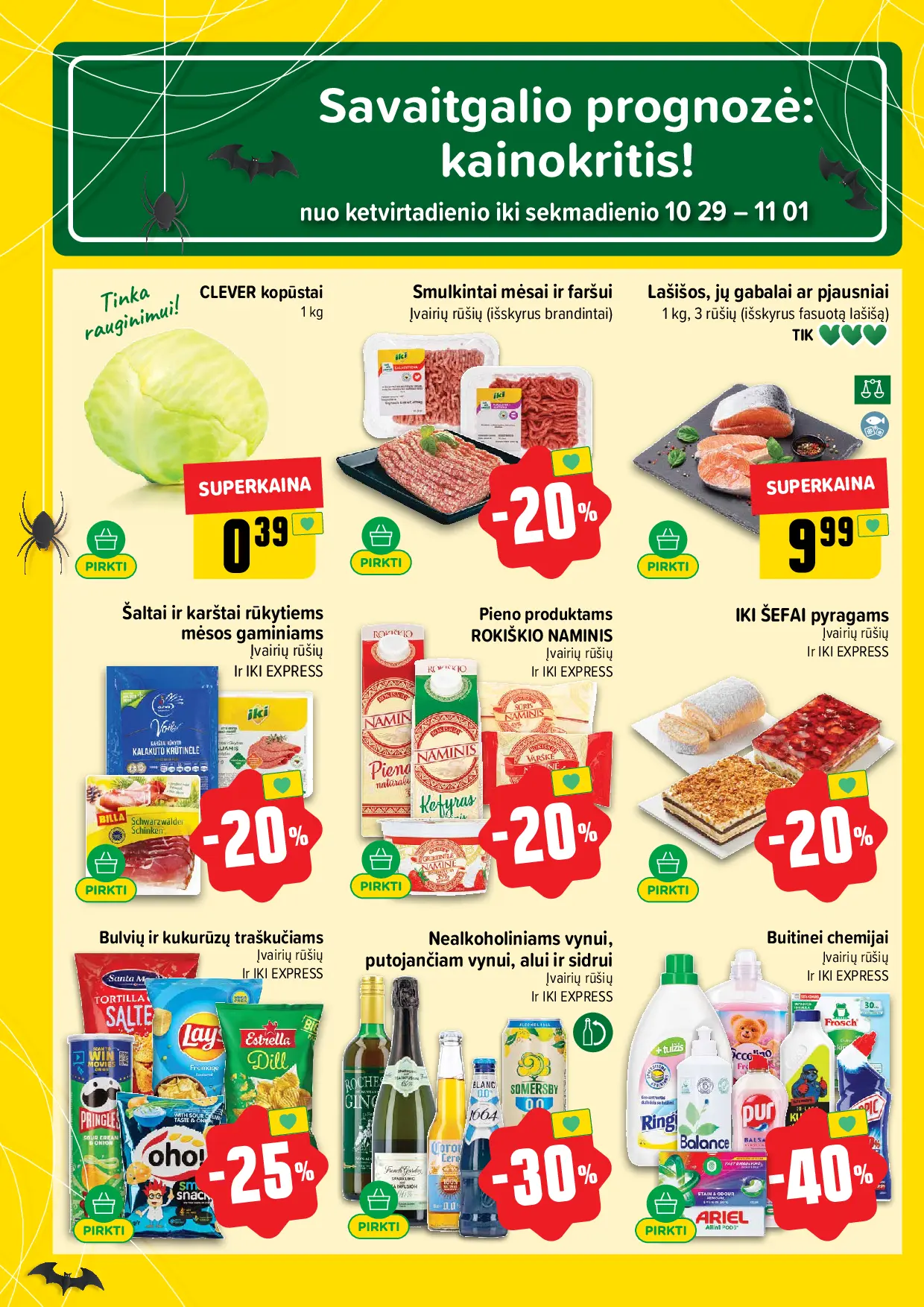 IKI Kainų leidinys Nr. 44 – 64 puslapis: Nealkoholiniams vynui, putojančiam vynui, alui ir sidrui, KOPŪSTAI CLEVER, 1 kg, Lašišos, jų gabalai ar pjausniai, 1 kg