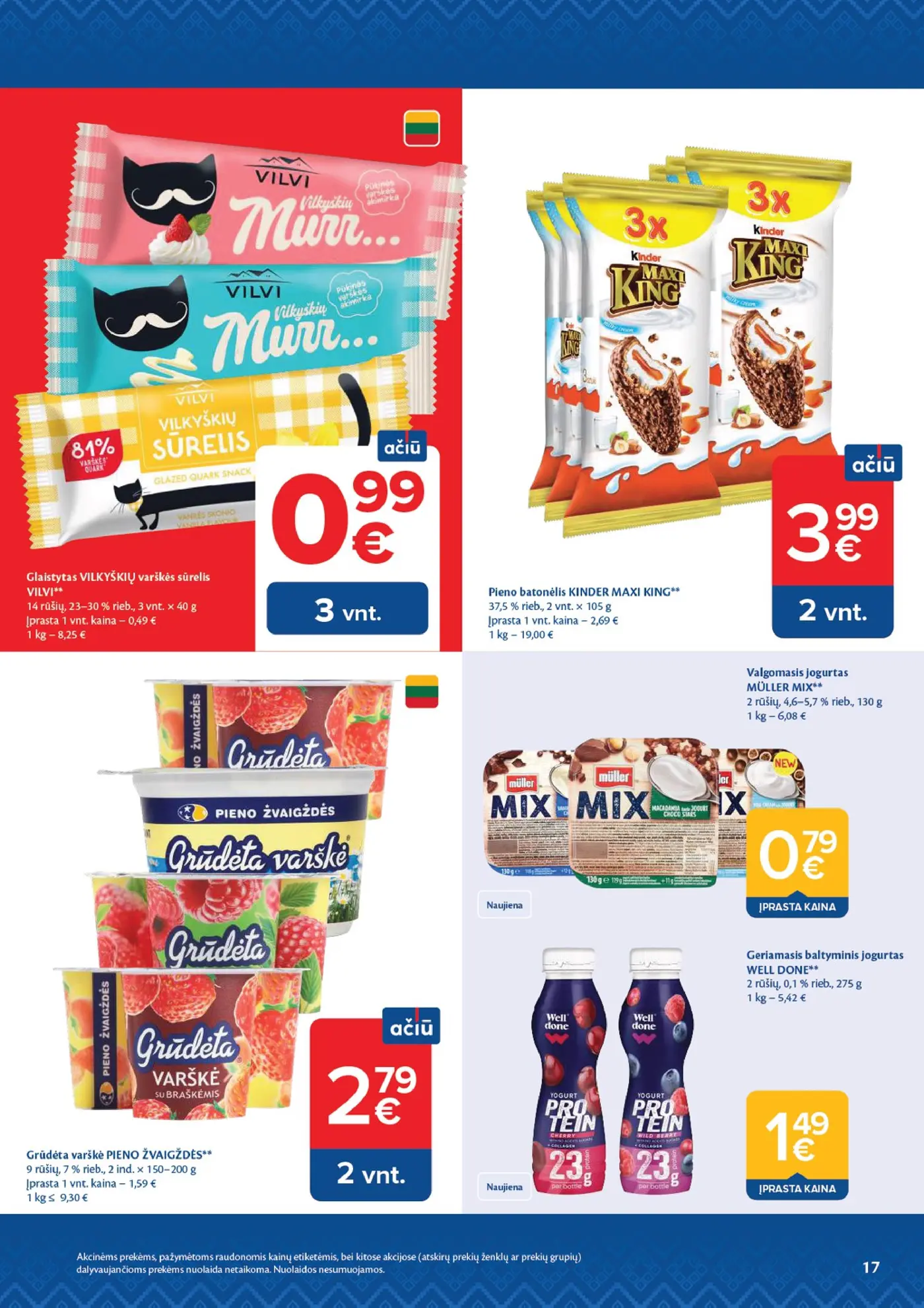 Naujas Maxima nuolaidų leidinys - AČIŪ savaitinis leidinys Nr. 44 – 17 puslapis: Valgomasis jogurtas MÜLLER MIX, 130 g, Geriamasis baltyminis jogurtas WELL DONE, 275 g