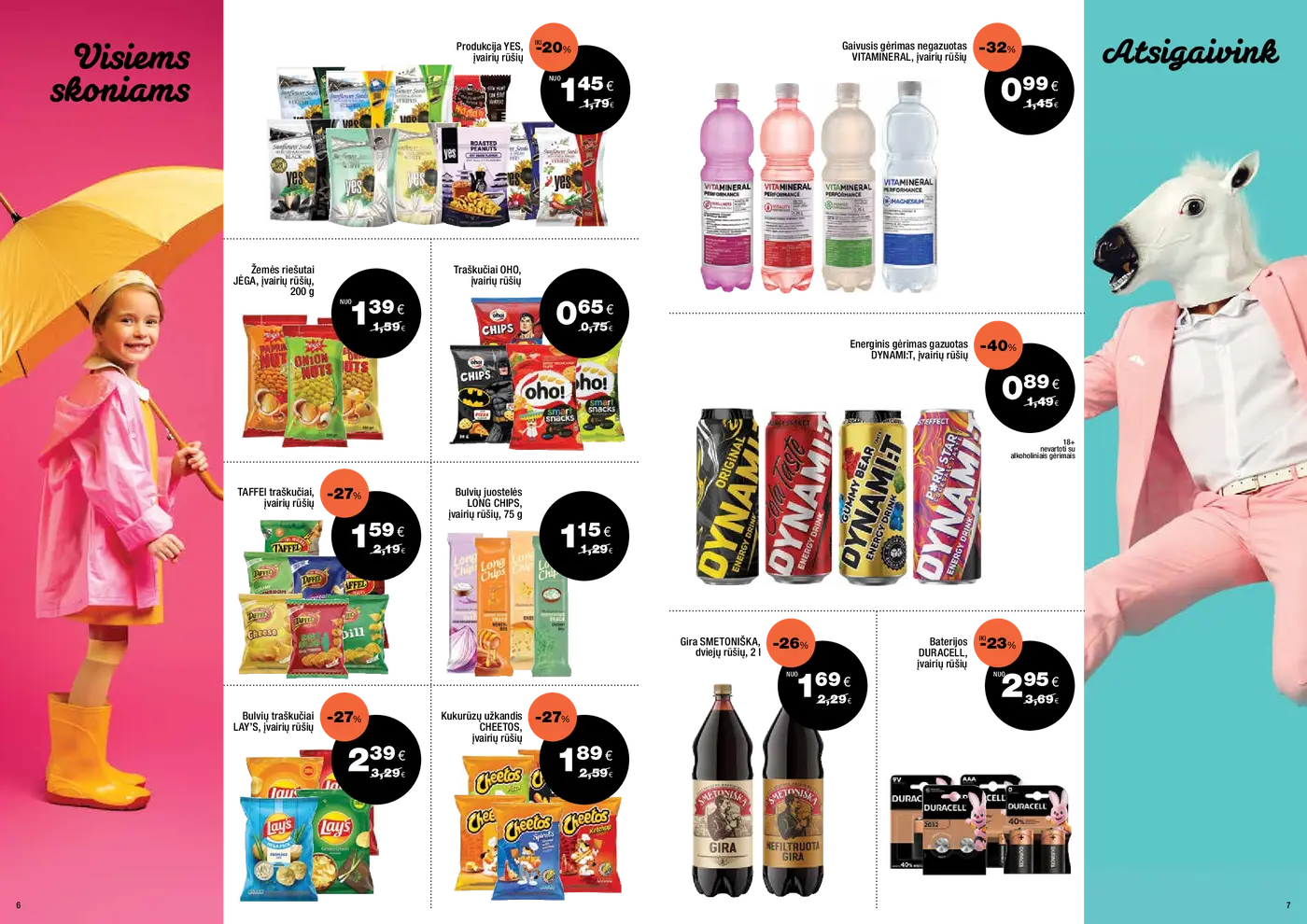 Naujas Express Market nuolaidų leidinys - Naujausias akcijų leidinys – 4 puslapis: Saulėgrąžos YES, Gazuotas gaivusis gėrimas VITAMINERAL, 0.75 l, Riešutų mišiniai
