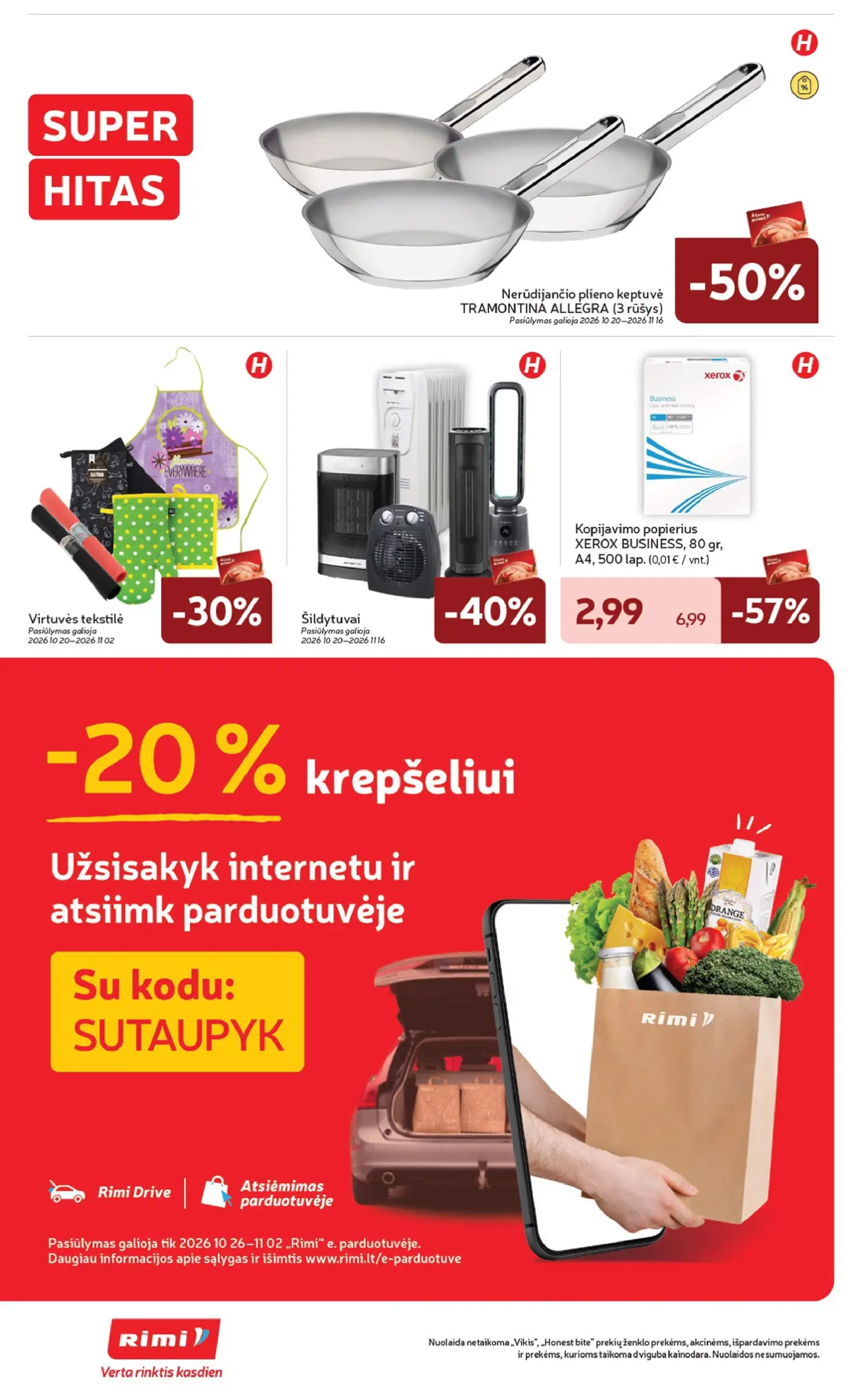 Rimi leidinys Nr. 44 – 36 puslapis: Nerūdijančio plieno keptuvė TRAMONTINA ALLEGRA, Virtuvės tekstilė, Šildytuvai