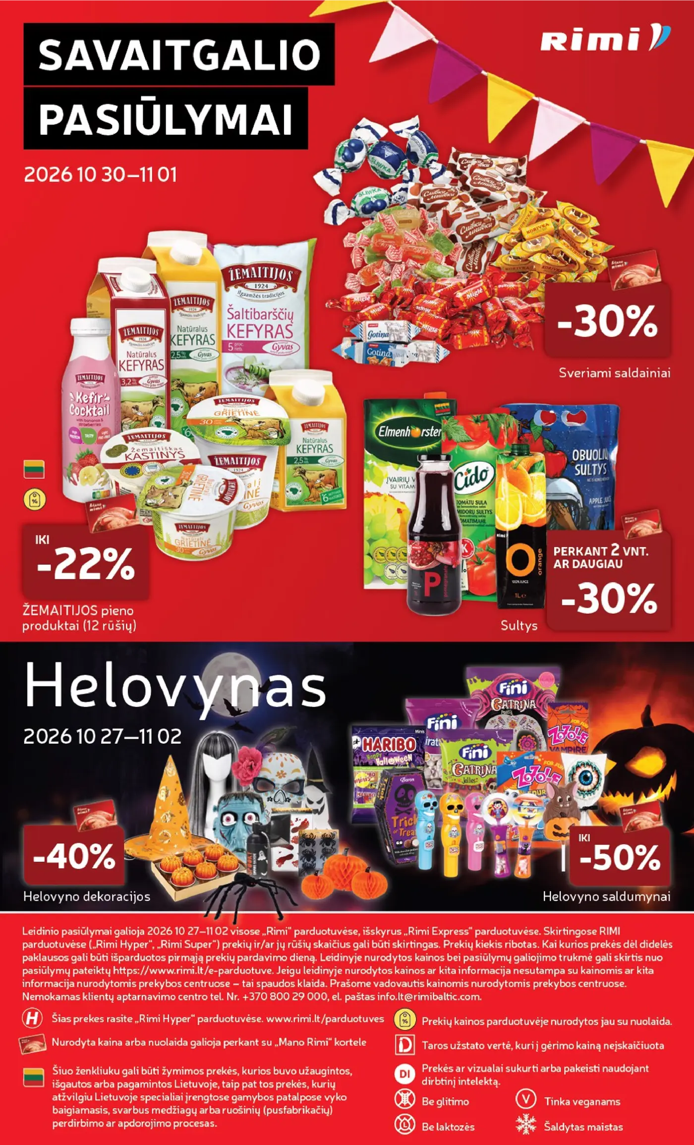 Rimi leidinys Nr. 44 – 38 puslapis: Helovyno dekoracijos, ŽEMAITIJOS pieno produktai, Sveriami saldainiai