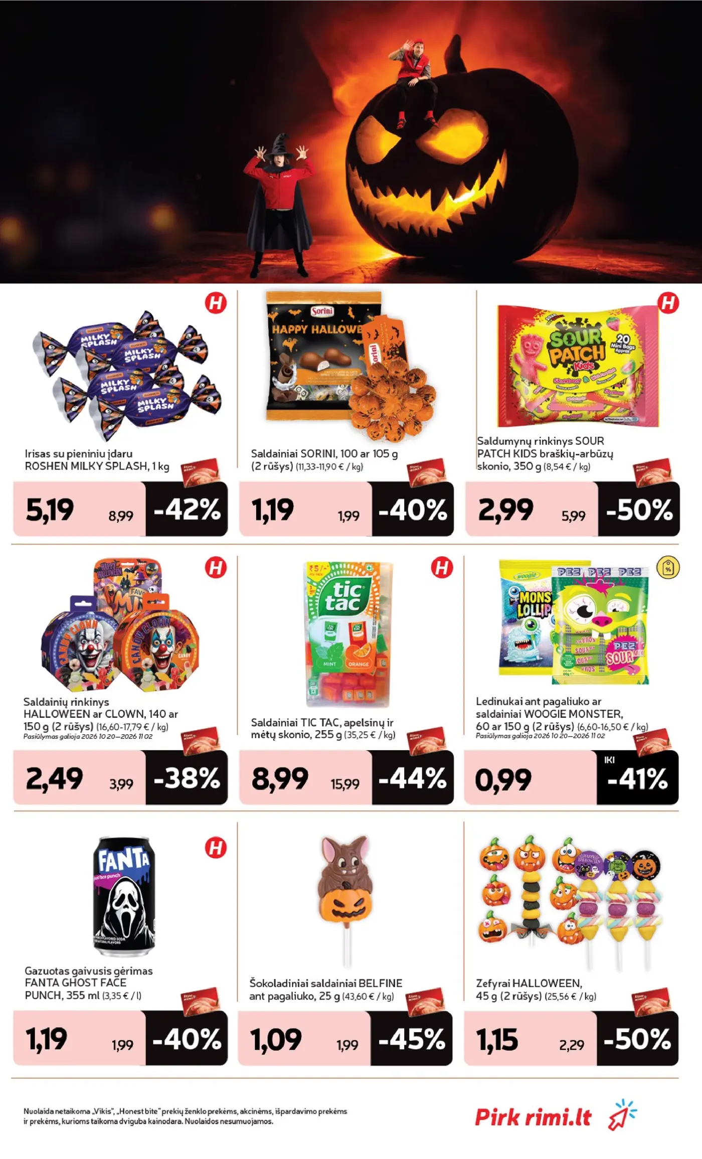 Rimi leidinys Nr. 44 – 5 puslapis: Saldainiai TIC TAC, 255 g, Irisas su pieniniu įdaru ROSHEN MILKY SPLASH, 1 kg, Saldainiai SORINI, 105 g