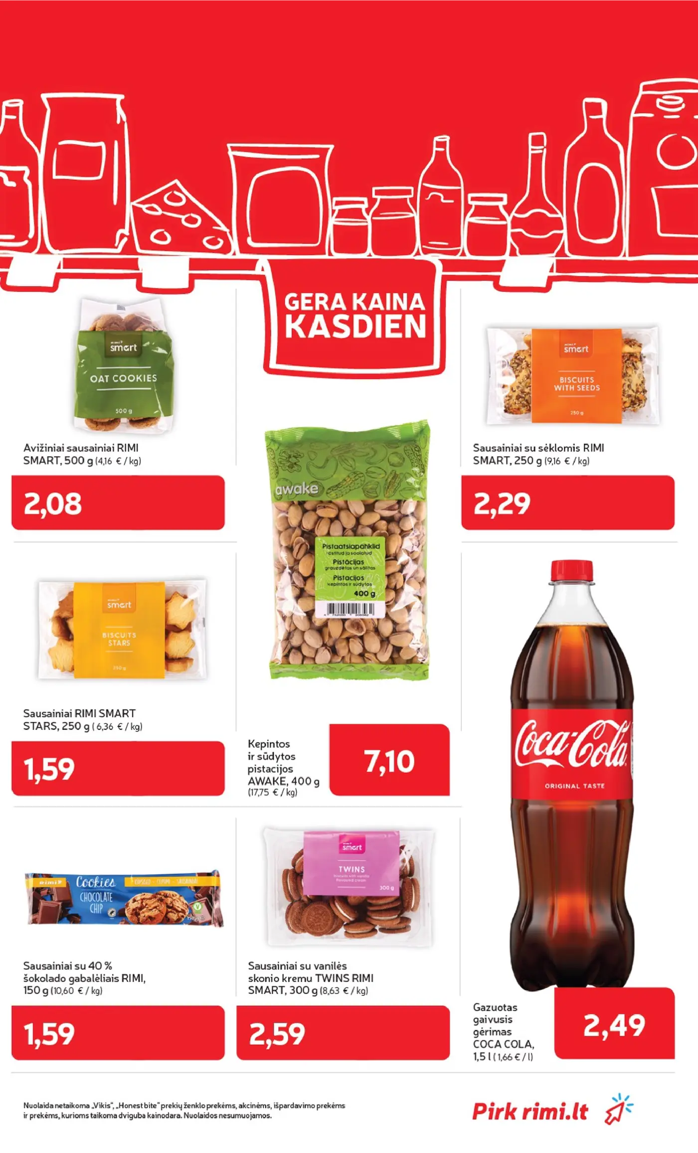 Rimi leidinys Nr. 44 – 9 puslapis: Avižiniai sausainiai RIMI SMART, 500 g, Sausainiai su sėklomis RIMI SMART, 250 g, Sausainiai RIMI SMART STARS, 250 g