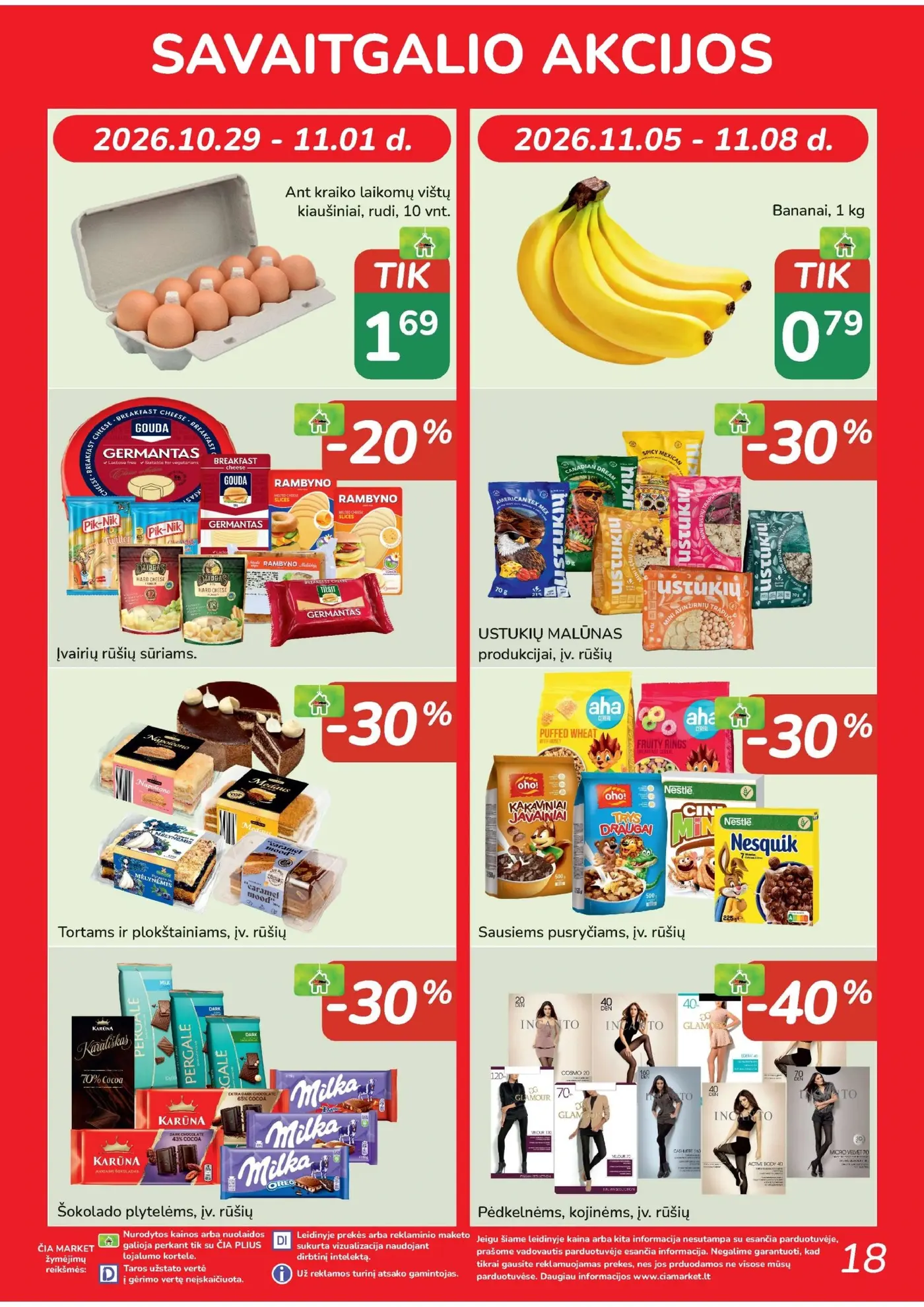 Čia leidinys Nr. 22 – 18 puslapis: Ant kraiko laikomų vištų kiaušiniai, 10 vnt, Bananai, 1 kg, Įvairių rūšių sūriams