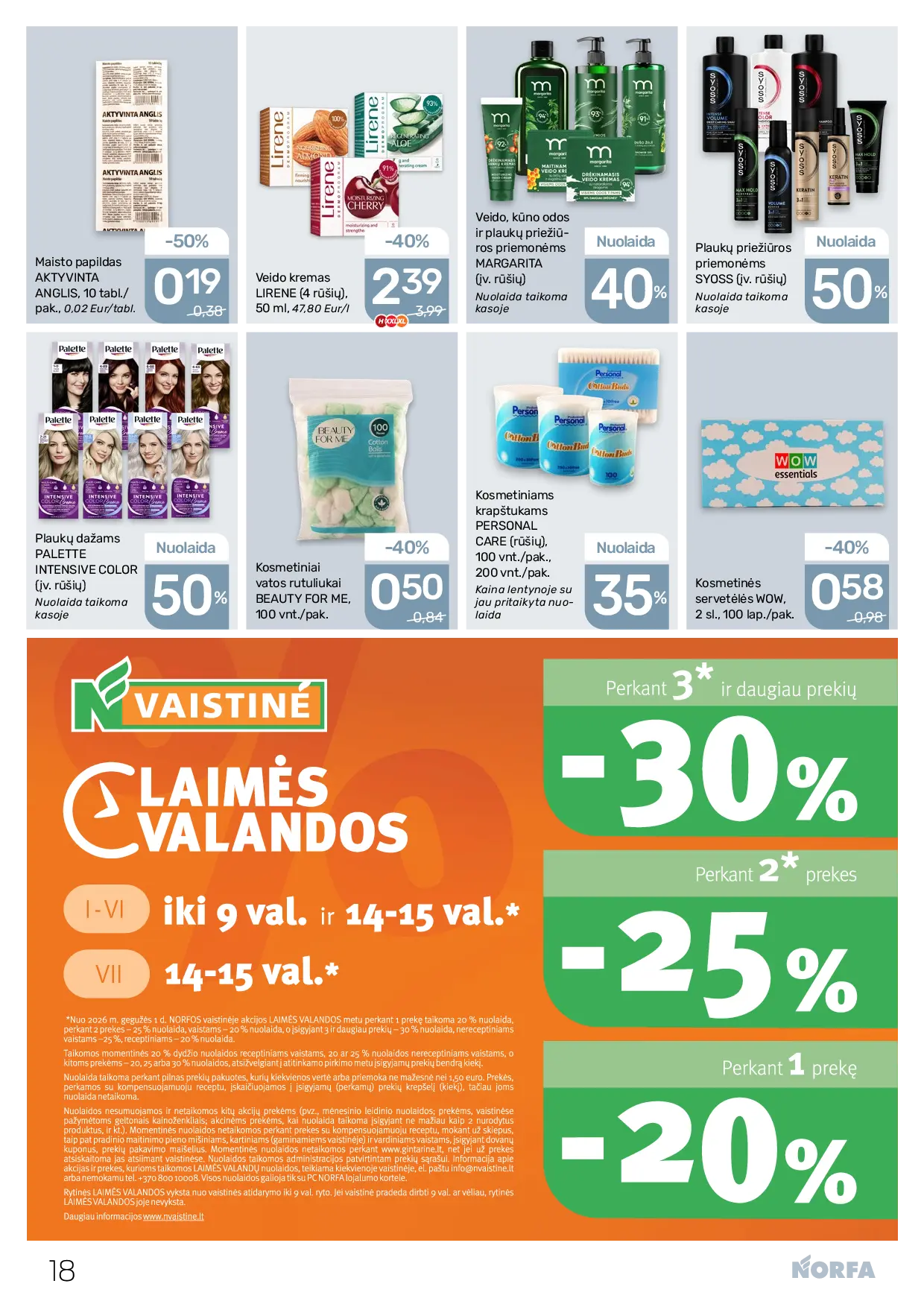 Norfa leidinys Nr. 22 – 18 puslapis: Veido, kūno odos ir plaukų priežiūros priemonėms MARGARITA, Plaukų priežiūros priemonėms SYOSS, Plaukų dažams PALETTE INTENSIVE COLOR