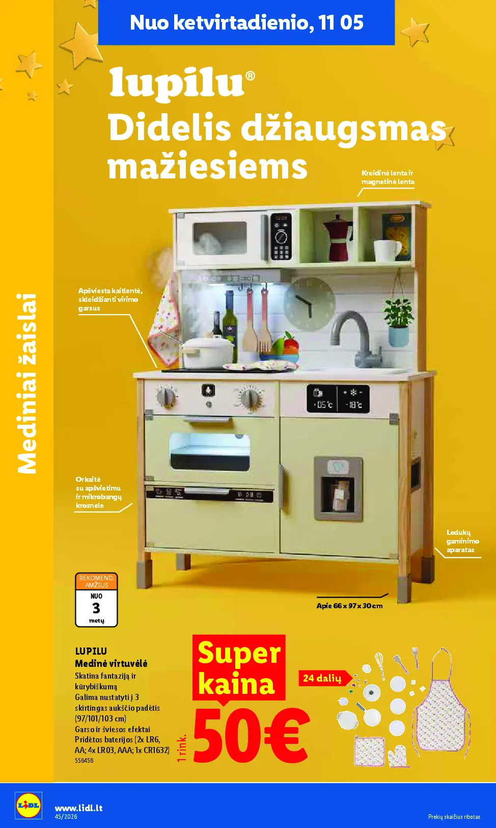 Lidl ne maisto prekių leidinys Nr. 45 – 8 puslapis: LUPILU Medinė virtuvėlė, 1 rink.