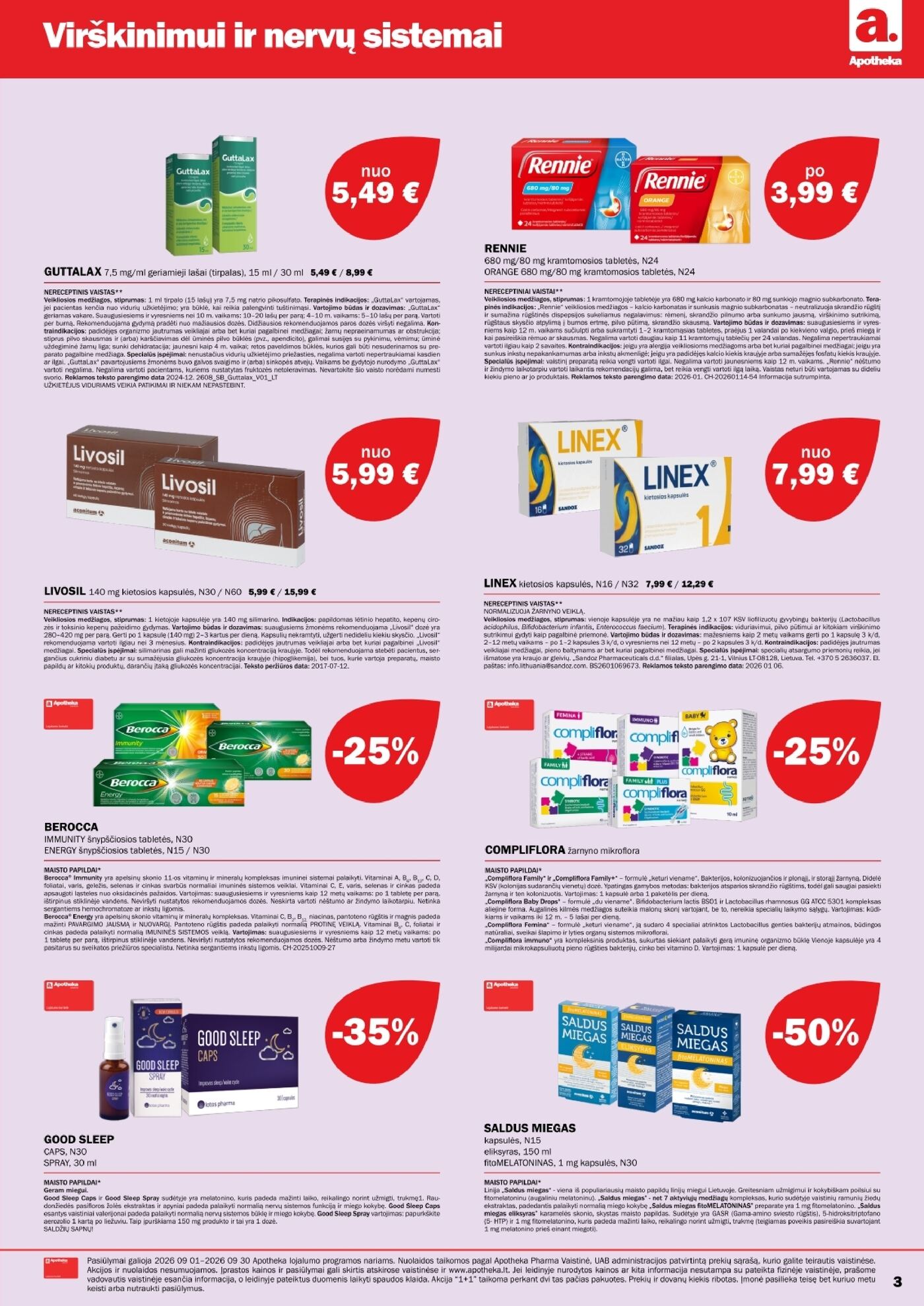 Apotheka vaistinės rugsėjo akcijų leidinys – 3 puslapis