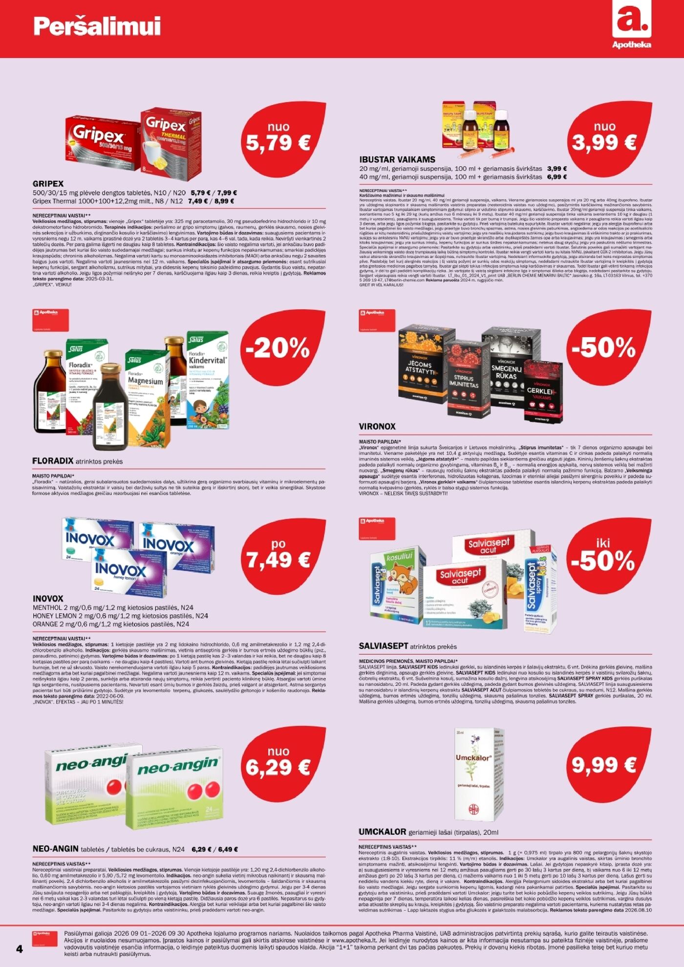 Apotheka vaistinės rugsėjo akcijų leidinys – 4 puslapis